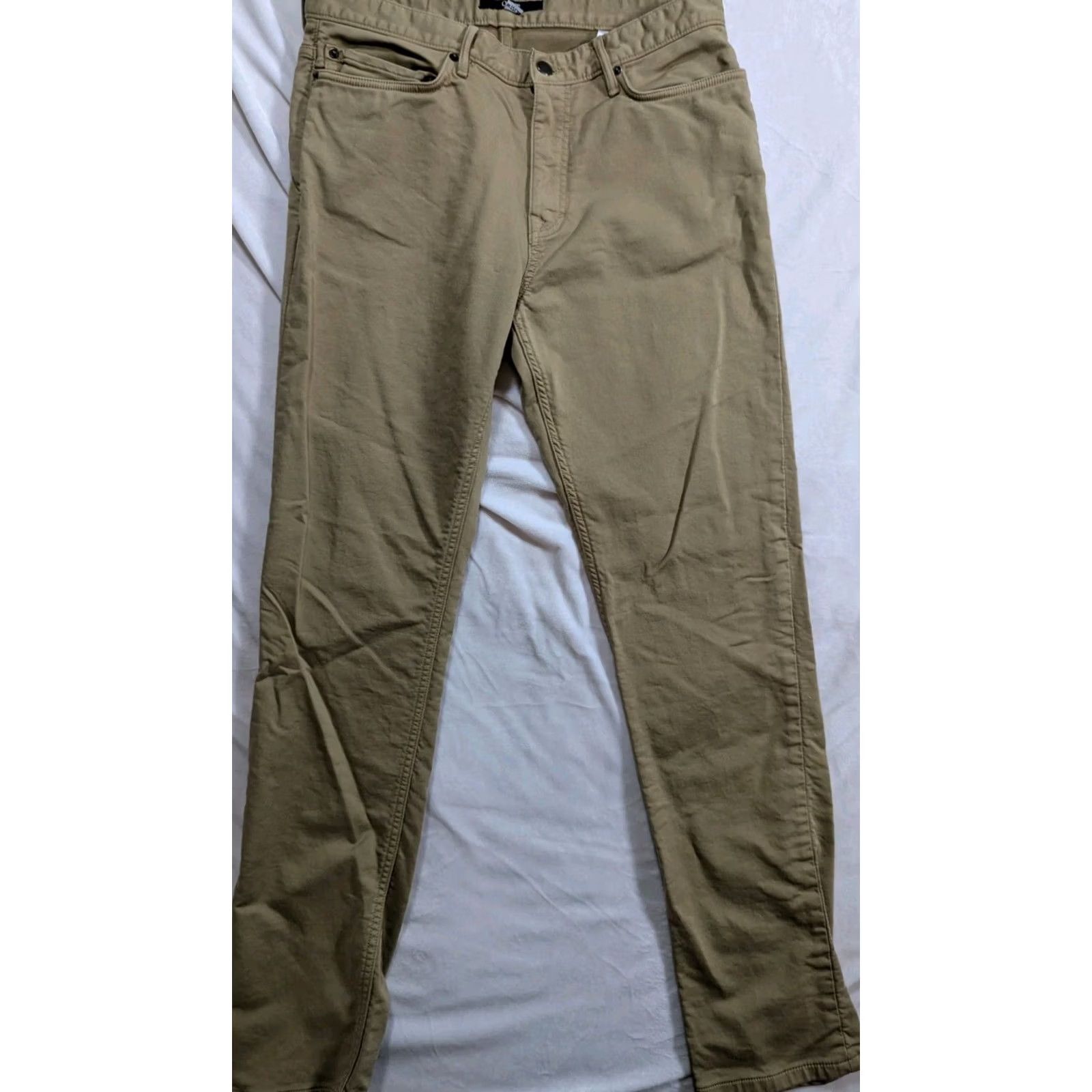 Quince Quince Mens Pants 32x34 Tan Khaki Traveler 5 Pocket Stretch EUC Jeans Be beige 33 Inseam Details: Travel Mens Regular Front Flat Pocket Stretch] Size US 32 / EU 48 - 2 Thumbnail