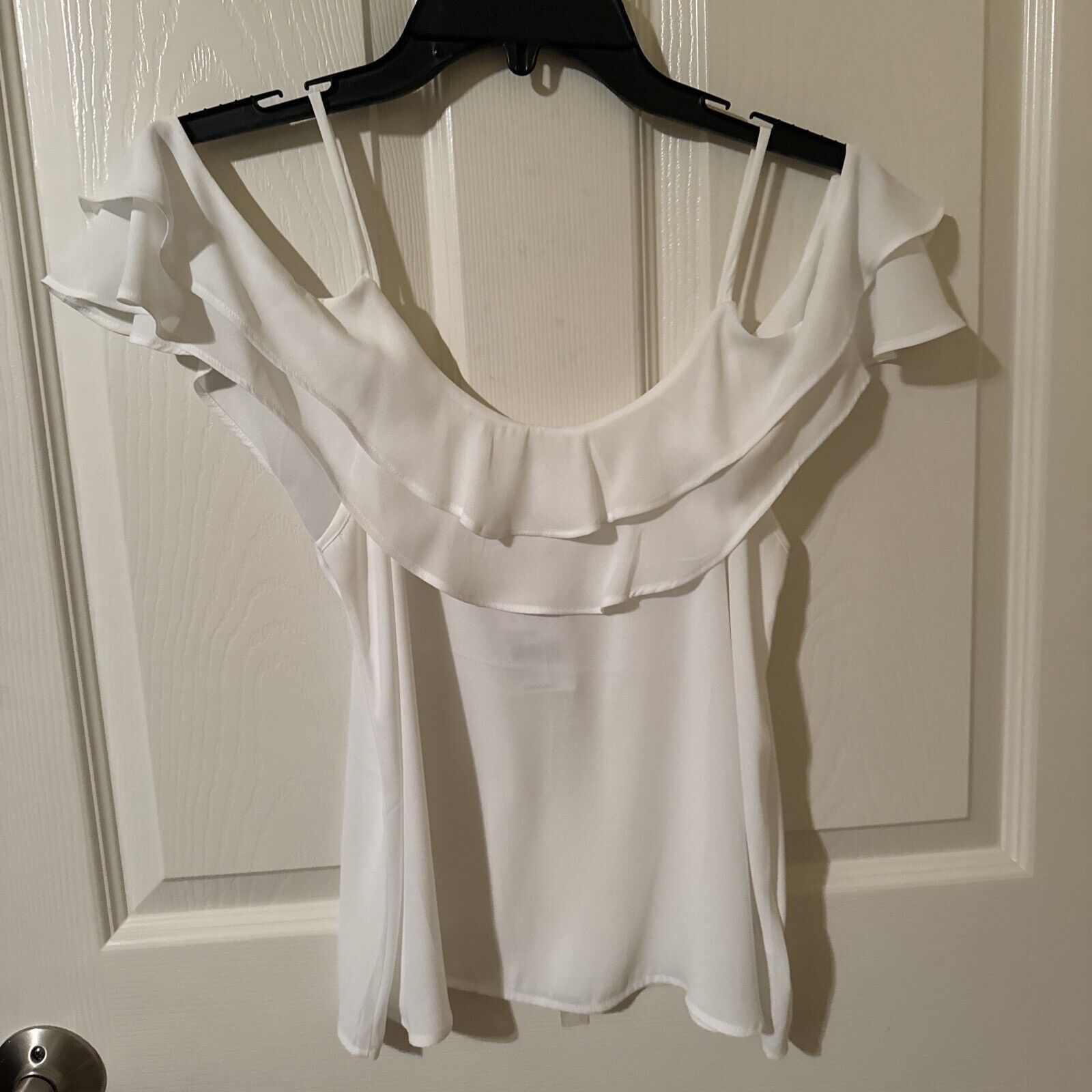 Other Lush Women Strappy Sleeveless Ivory/White Ruffle Blouse, XS Size XS / US 0-2 / IT 36-38 - 3 Thumbnail