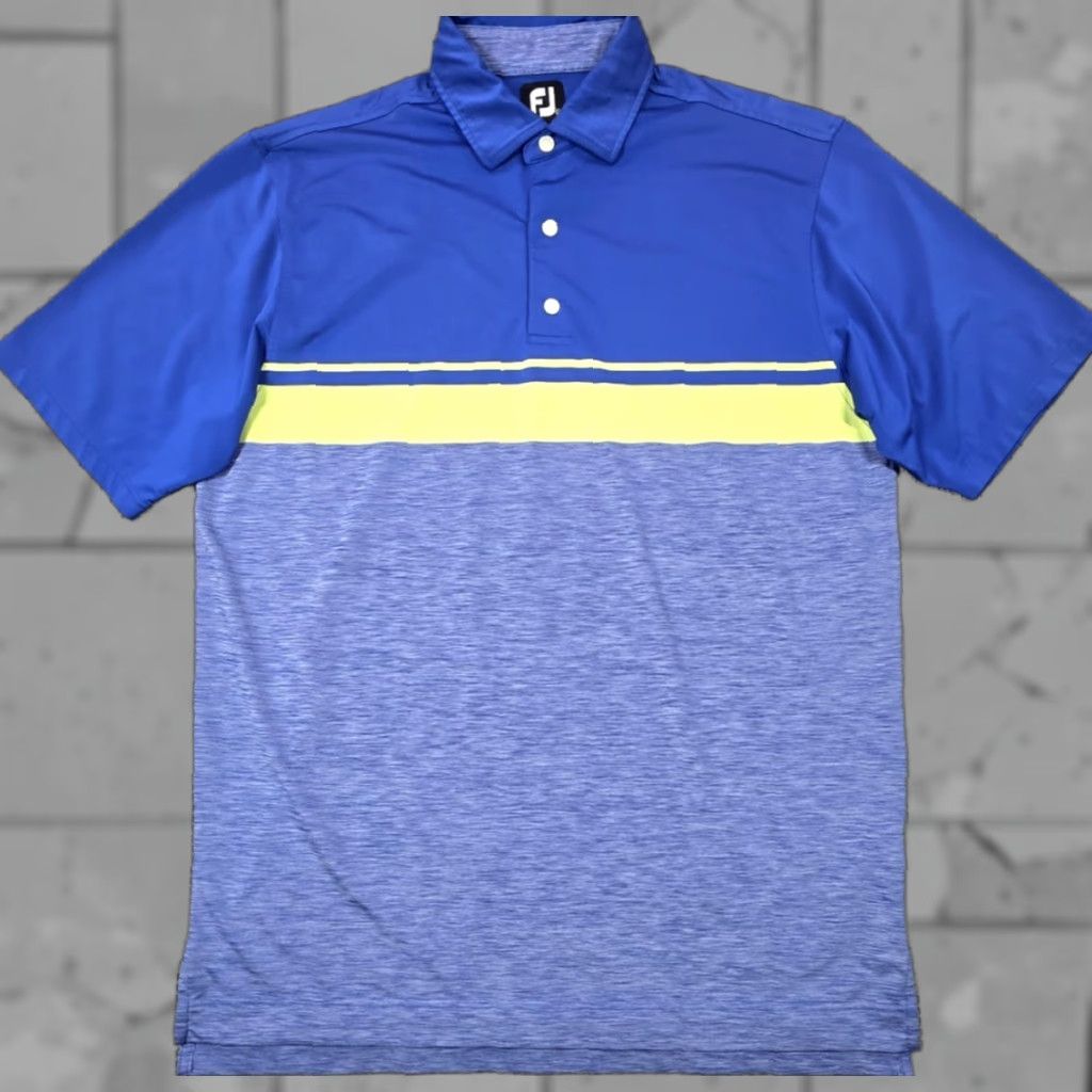 Footjoy FootJoy Polo Shirt Mens L Short Sleeve Blue Green Stripe Performance Golf Polo Shirt Size US L / EU 52-54 / 3 - 1 Thumbnail