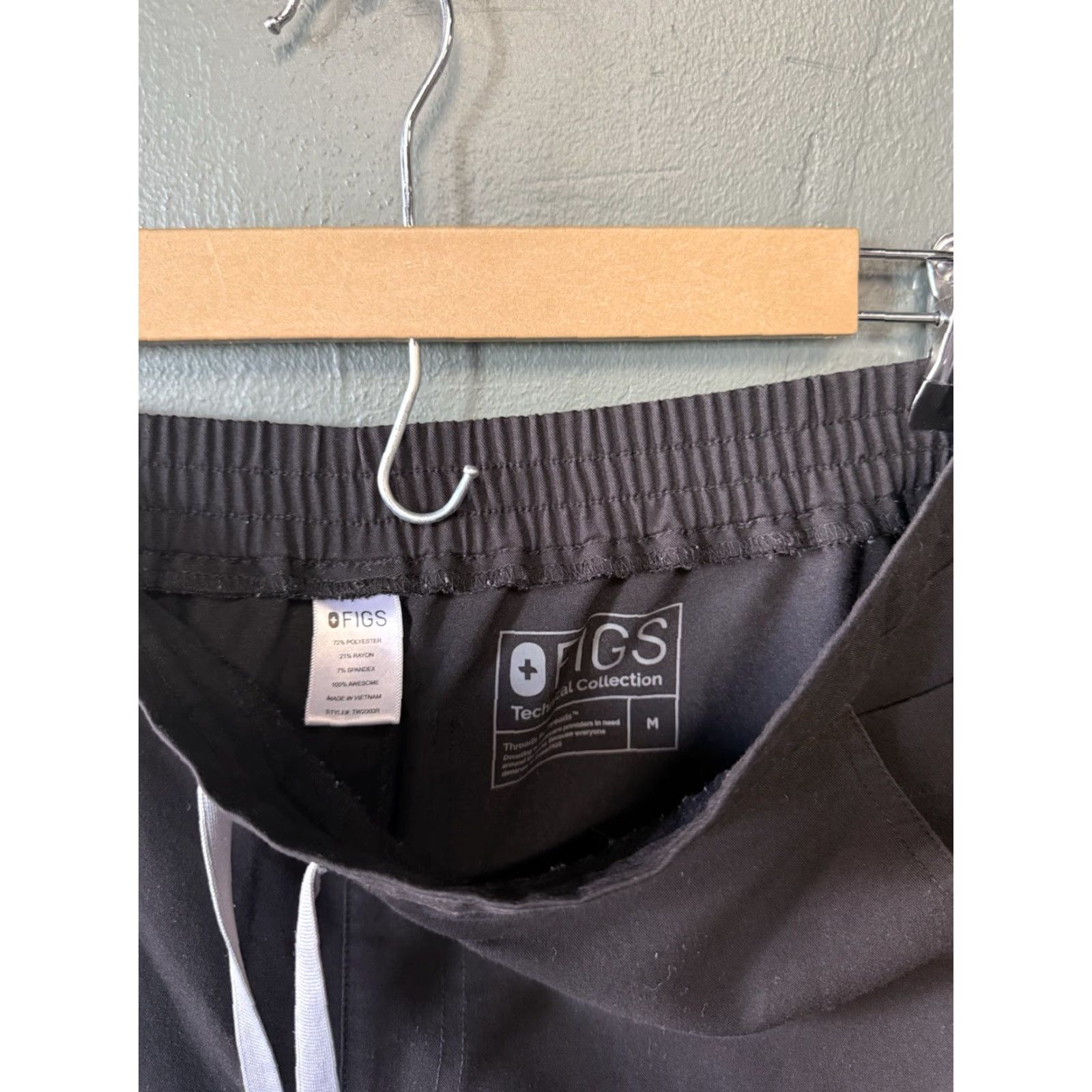 Vintage Figs Womens Black Medical Scrub Pants w/ Drawstring Size Medium Size 32" / US 10 / IT 46 - 3 Thumbnail