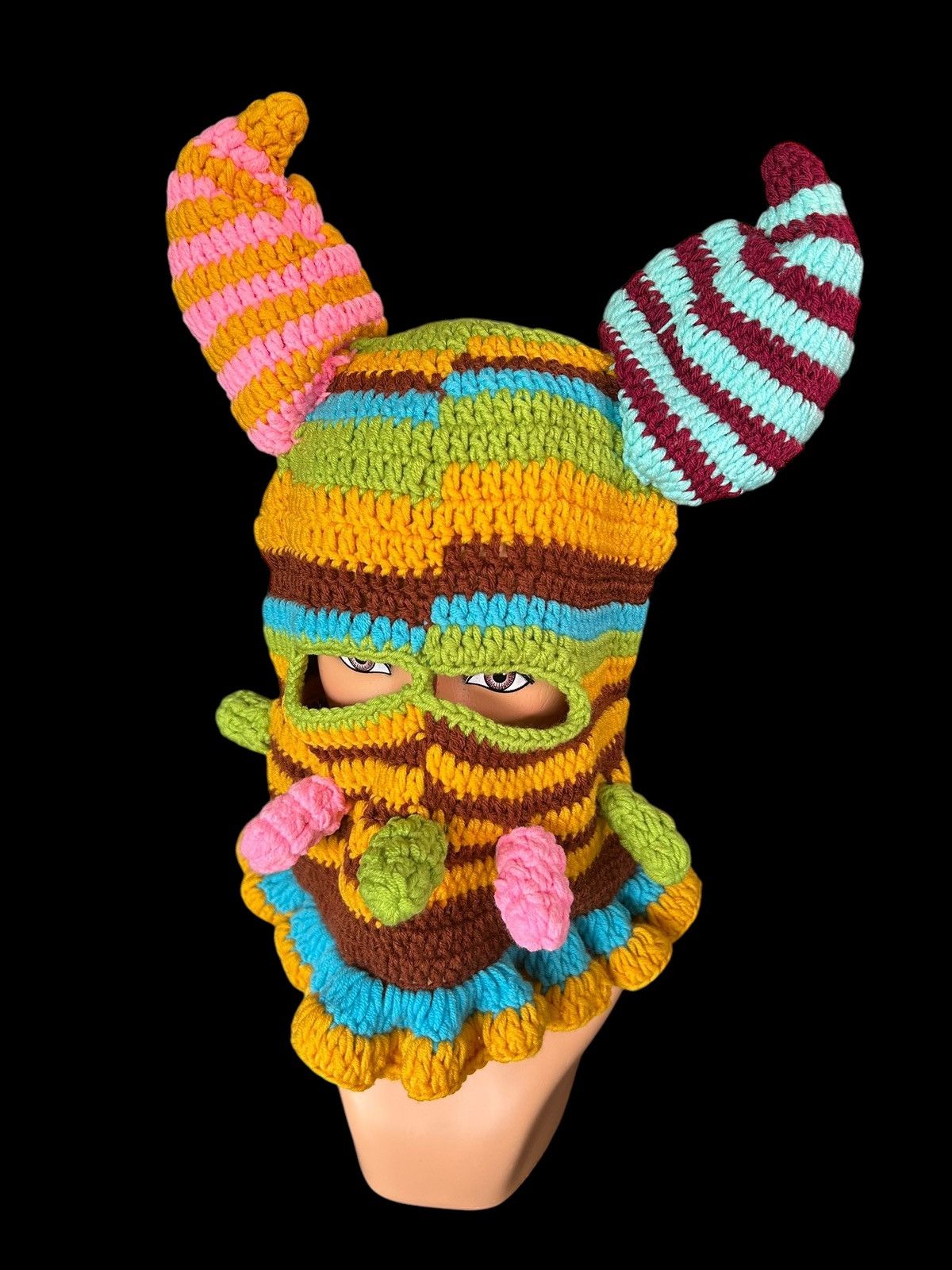 Japanese Brand × Kapital × Vintage Very Rare Crochet Knitted Handmade Balaclava Masked Size ONE SIZE - 8 Thumbnail