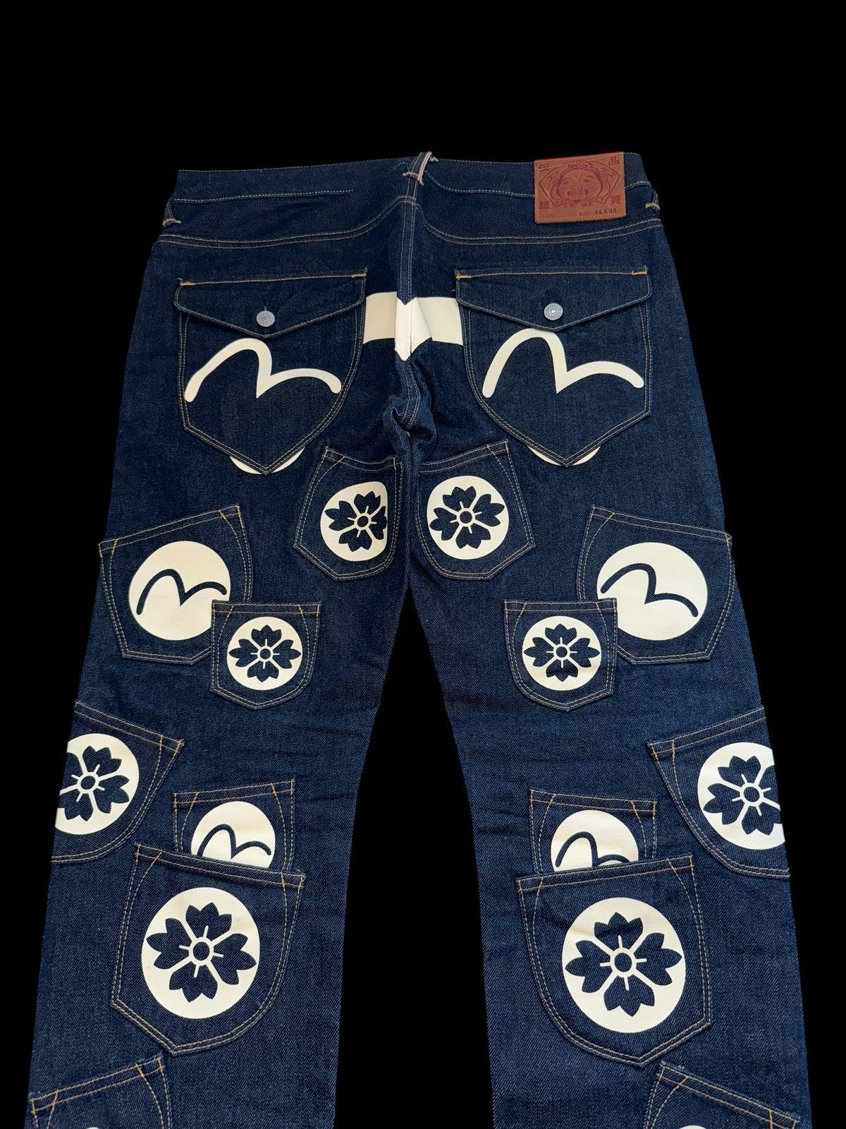 Evisu Crazy Evisu Straight Navy Selvedge Denim Jeans Multipocket Size US 34 / EU 50 - 6 Thumbnail