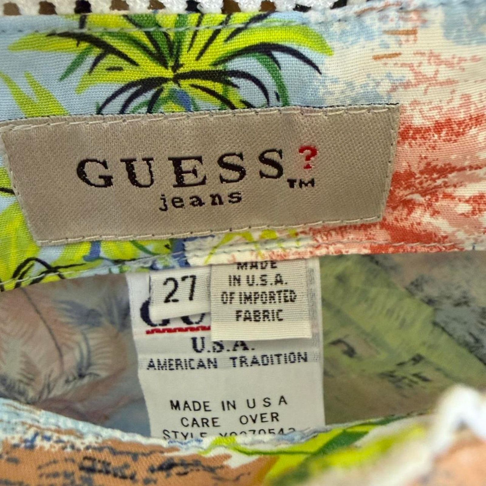 Guess Vintage 90s Women’s Guess Tropical Pattern Skirt Size 29" - 5 Thumbnail