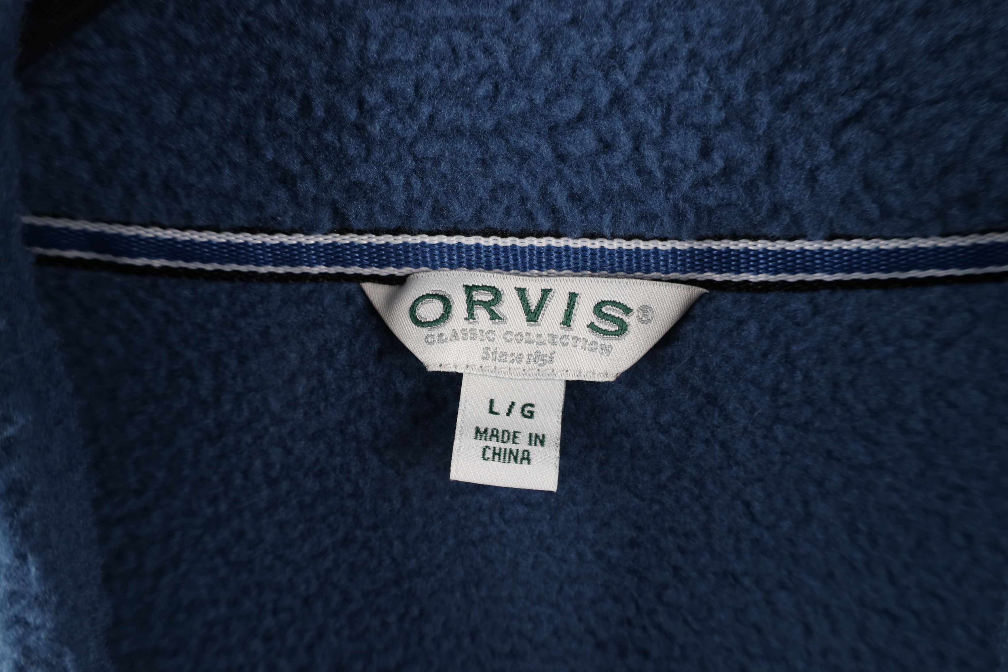 Orvis × Vintage Vintage Orvis Spell Out Box Logo Full Zip Fleece Jacket Blue Size US L / EU 52-54 / 3 - 6 Thumbnail