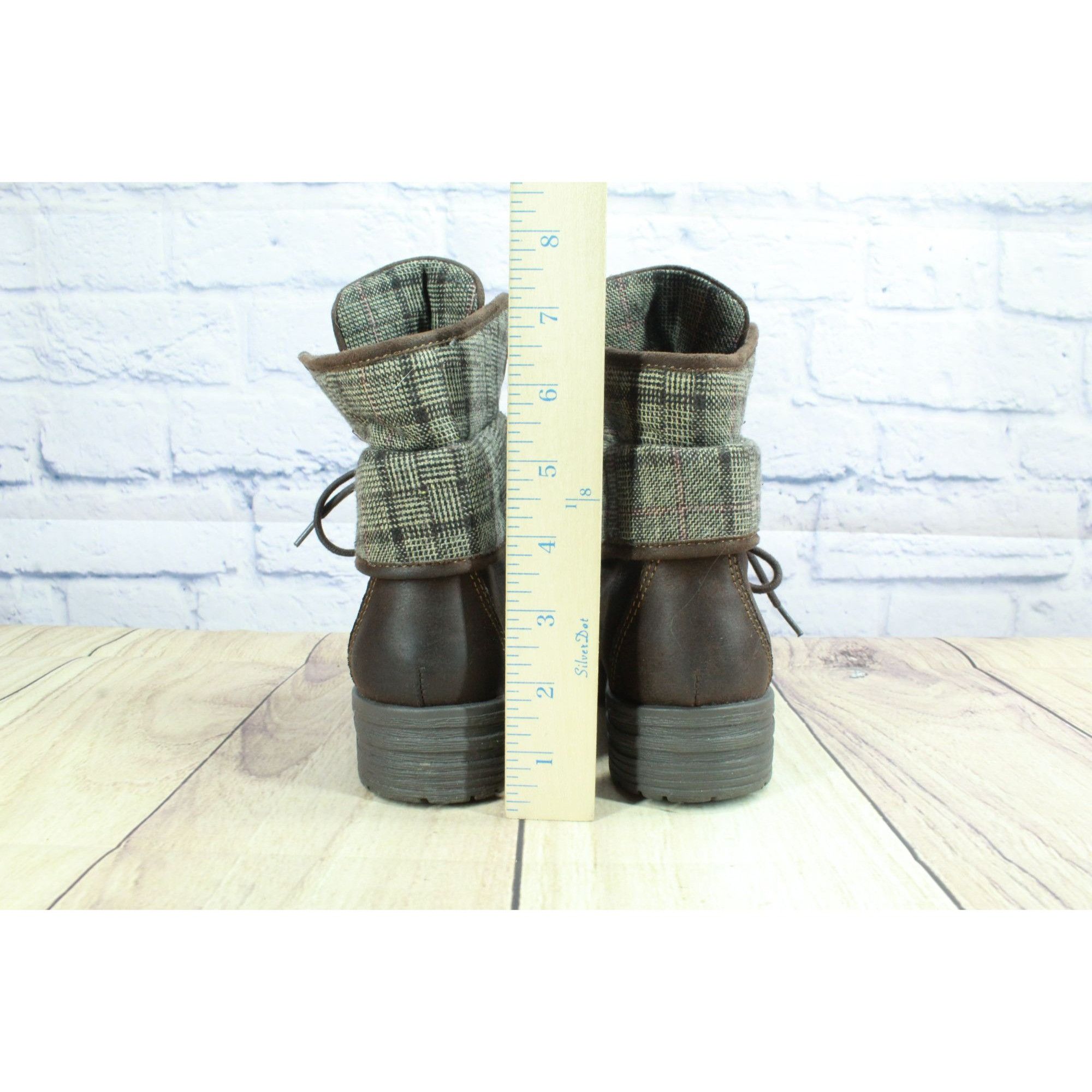 Born BOC by Born Leather Plaid Lined Foldable Ankle Boots Size US 7 / IT 37 - 6 Thumbnail