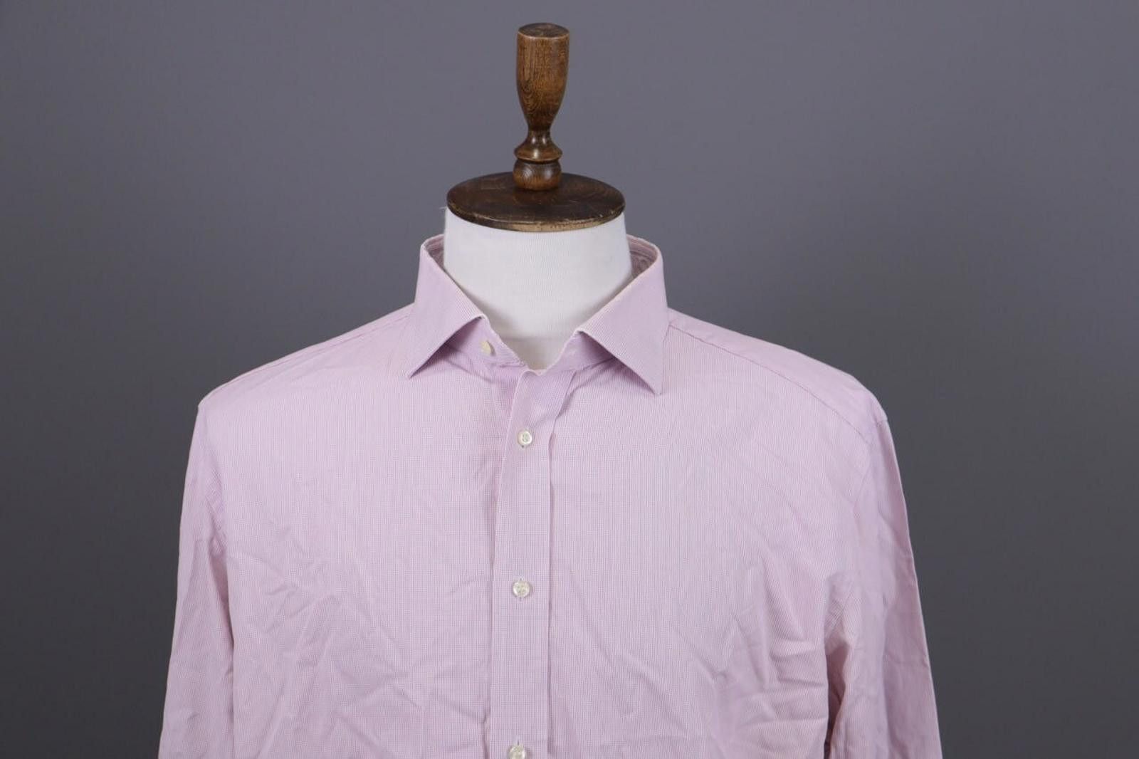Designer Boggi Milano Pink Check Button Down Shirt 44 / 17 1/2 Size US M / EU 48-50 / 2 - 2 Thumbnail
