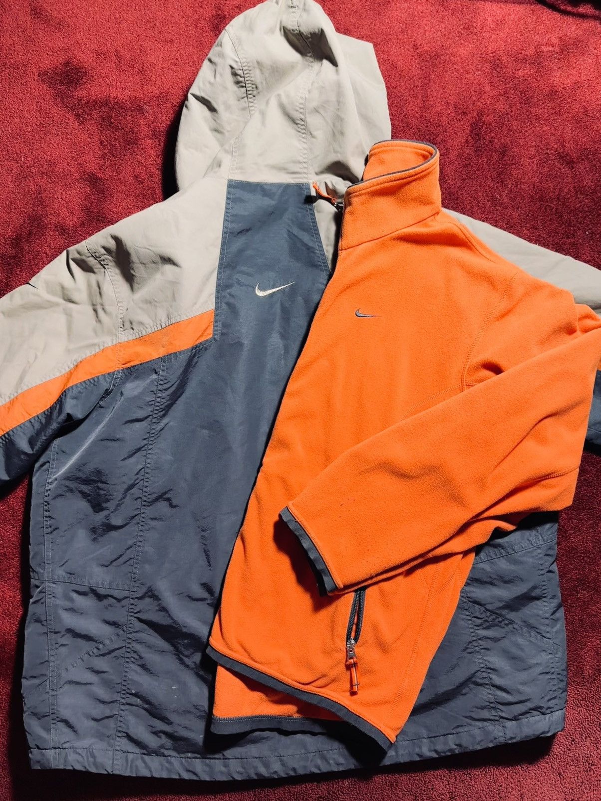 Nike × Vintage Vintage Y2K Nike Jacket Large windbreaker Coat Check Orange Size US L / EU 52-54 / 3 - 1 Thumbnail