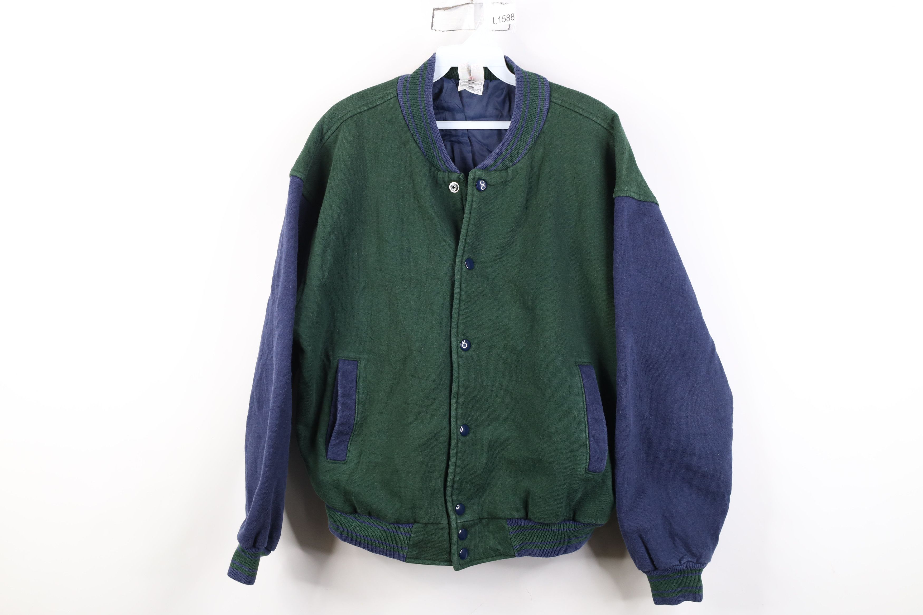 Vintage Vintage 90s Streetwear Block Lined Sweatshirt Bomber Jacket Size US L / EU 52-54 / 3 - 1 Thumbnail