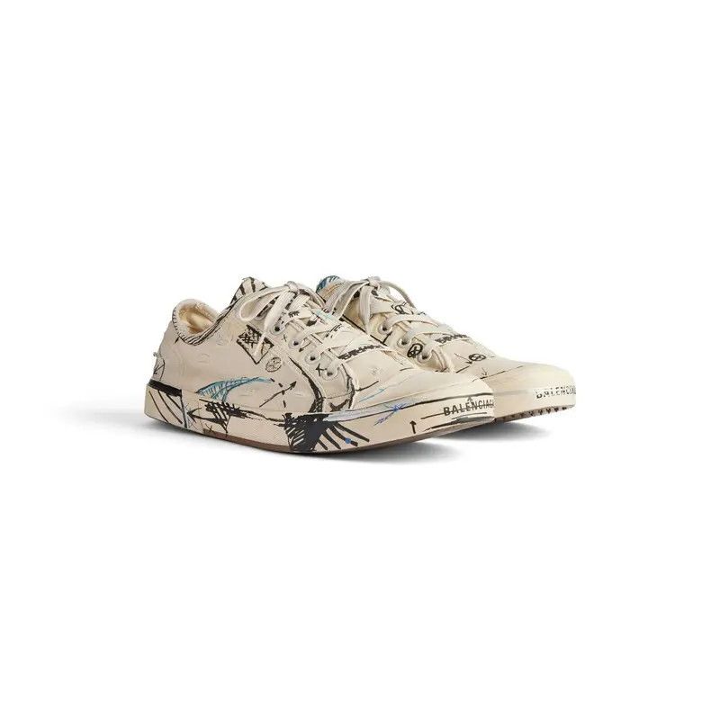 Balenciaga o1tr1nto1025 Paris Low Top Sketch Sneakers in Beige Size US 13 / EU 46 - 2 Thumbnail