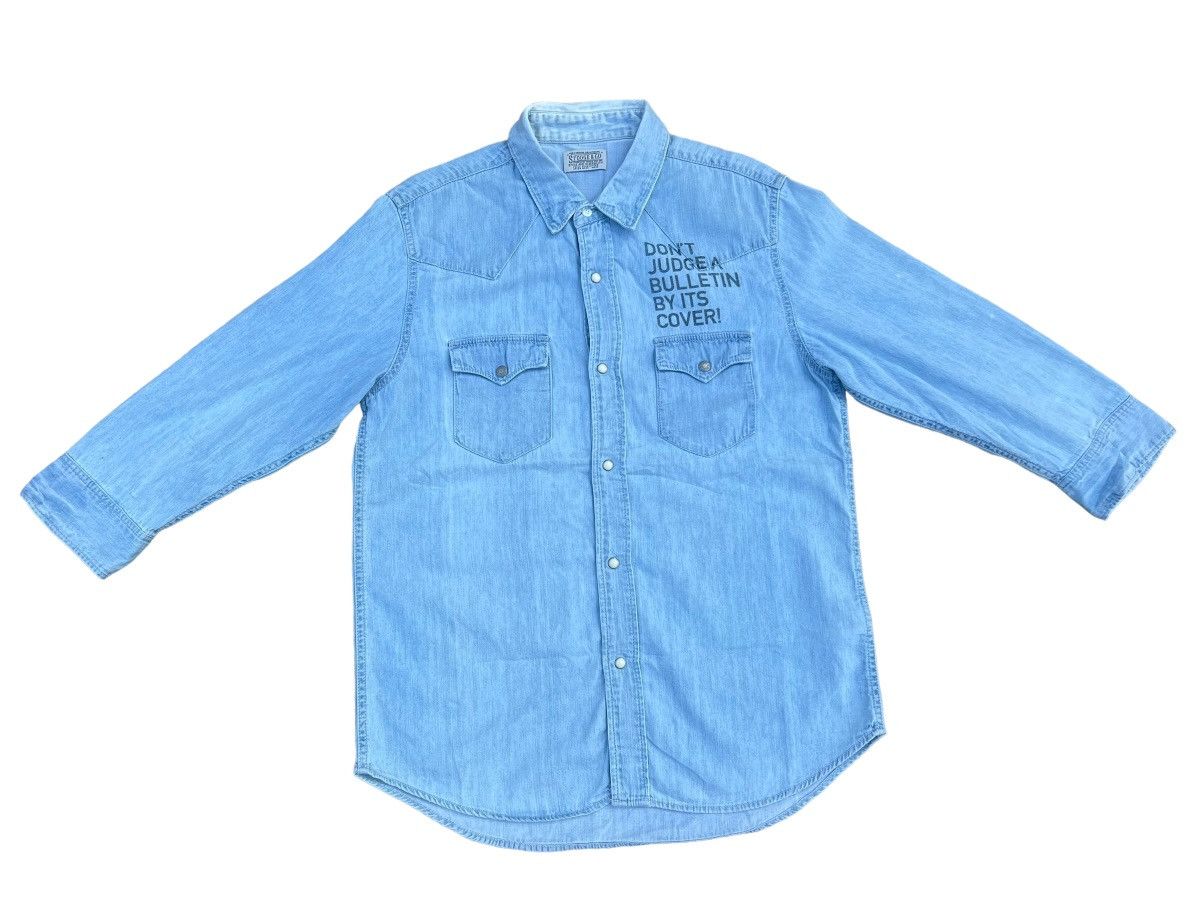 Vintage Stooge & Co Japan 3 Quater Sleeve Faded Chambray Shirt Size US M / EU 48-50 / 2 - 3 Thumbnail