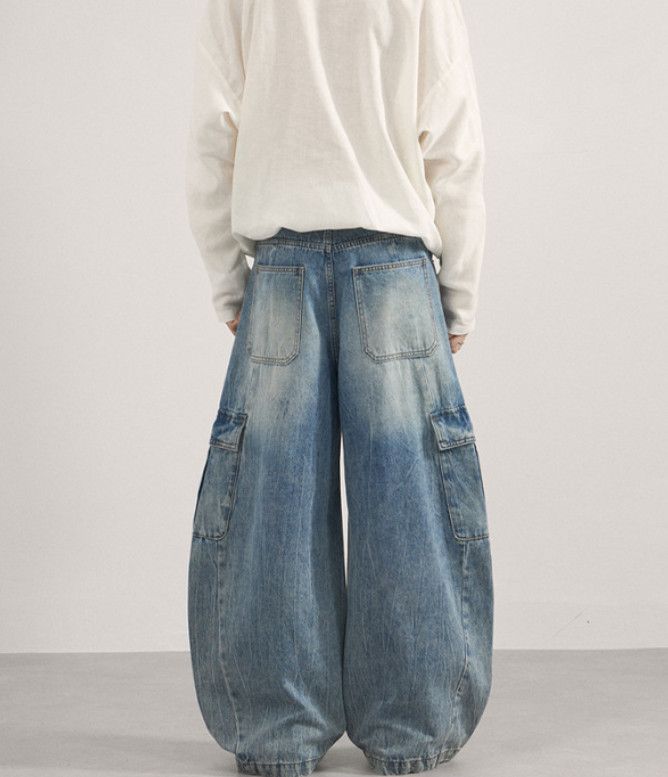 Vintage American-style multi-pocket loose wide-leg curved work jeans Size US 32 / EU 48 - 5 Thumbnail