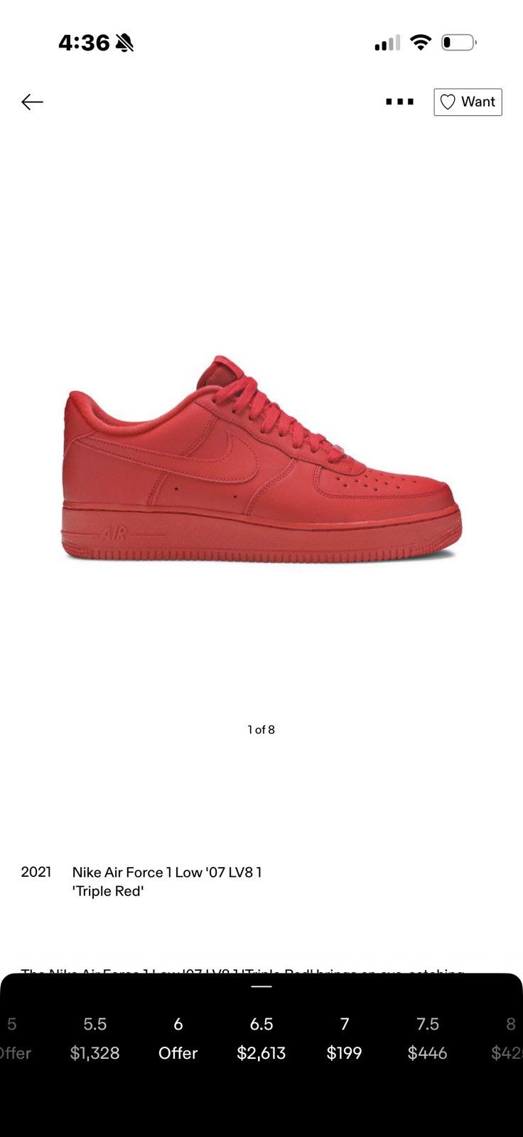 Nike “University Red” Nike Air Force 1 Size US 6.5 / EU 39-40 - 7 Thumbnail