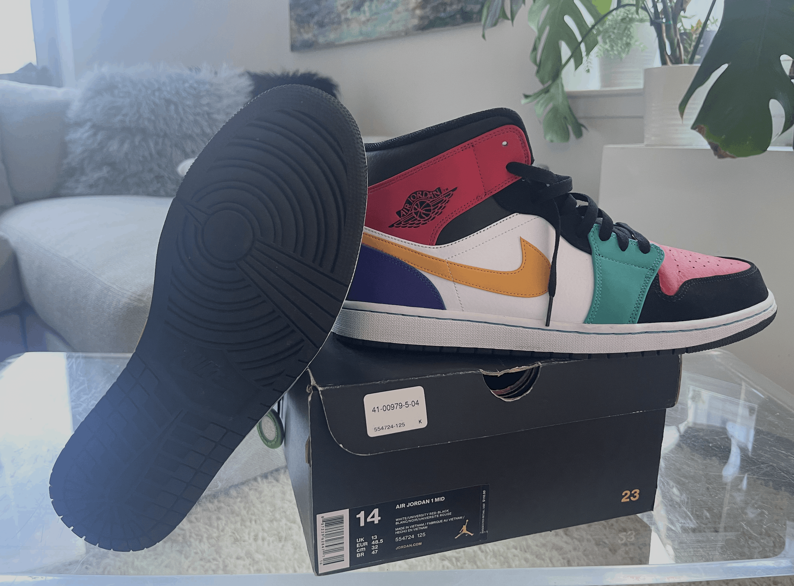 Nike Nike Jordan 1 mid Bred Multi-Color Size US 14 / EU 47 - 4 Thumbnail