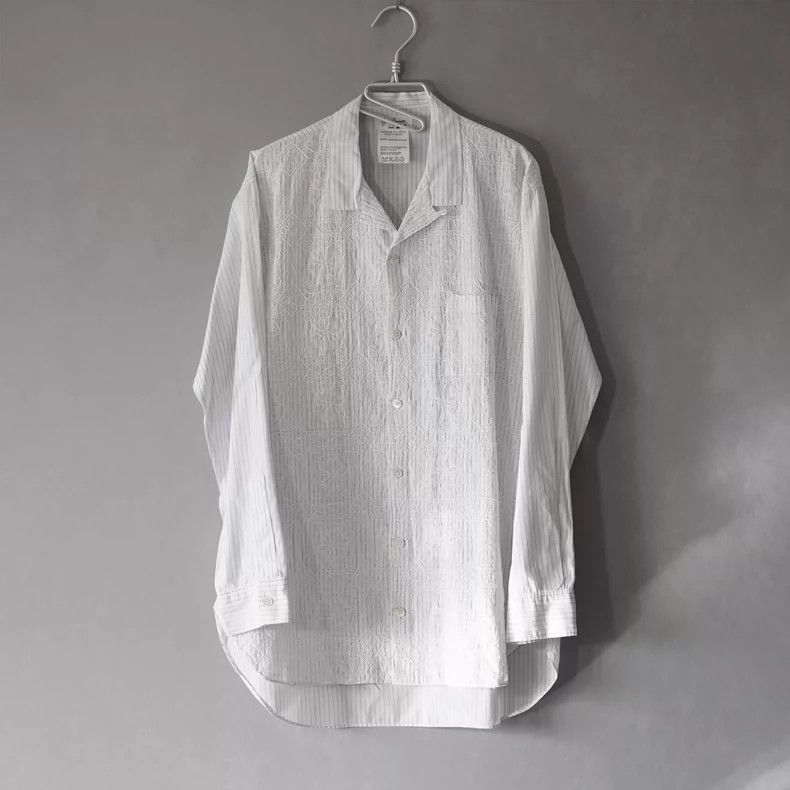 Yohji Yamamoto Yohji Yamamoto80SS Window Embroidered Stripe Shirt 2503-Nex Size US M / EU 48-50 / 2 - 1 Thumbnail