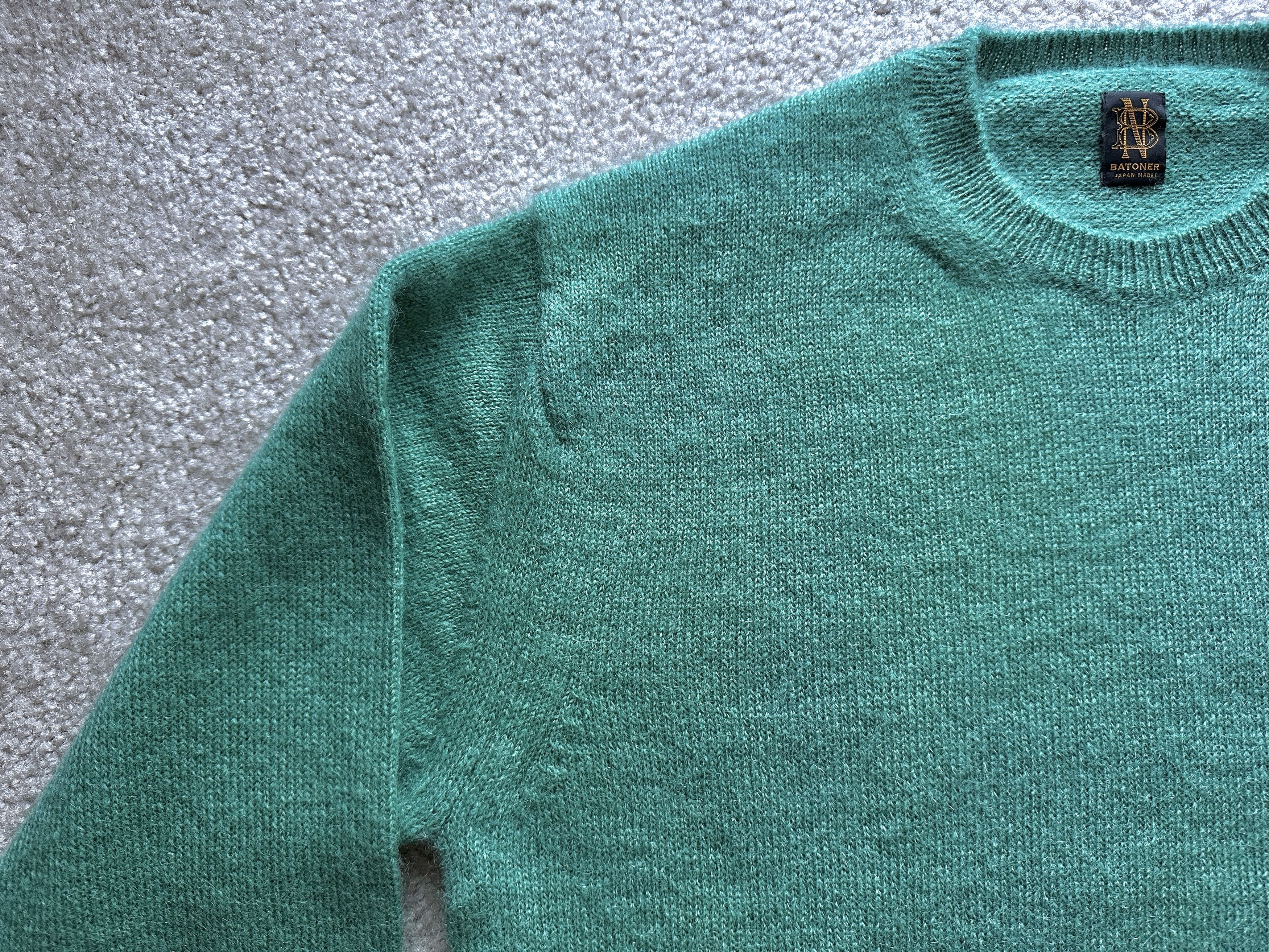Batoner Batoner Pure 100% Mohair Teal Green Crewneck Wool Sweater Size US L / EU 52-54 / 3 - 5 Thumbnail