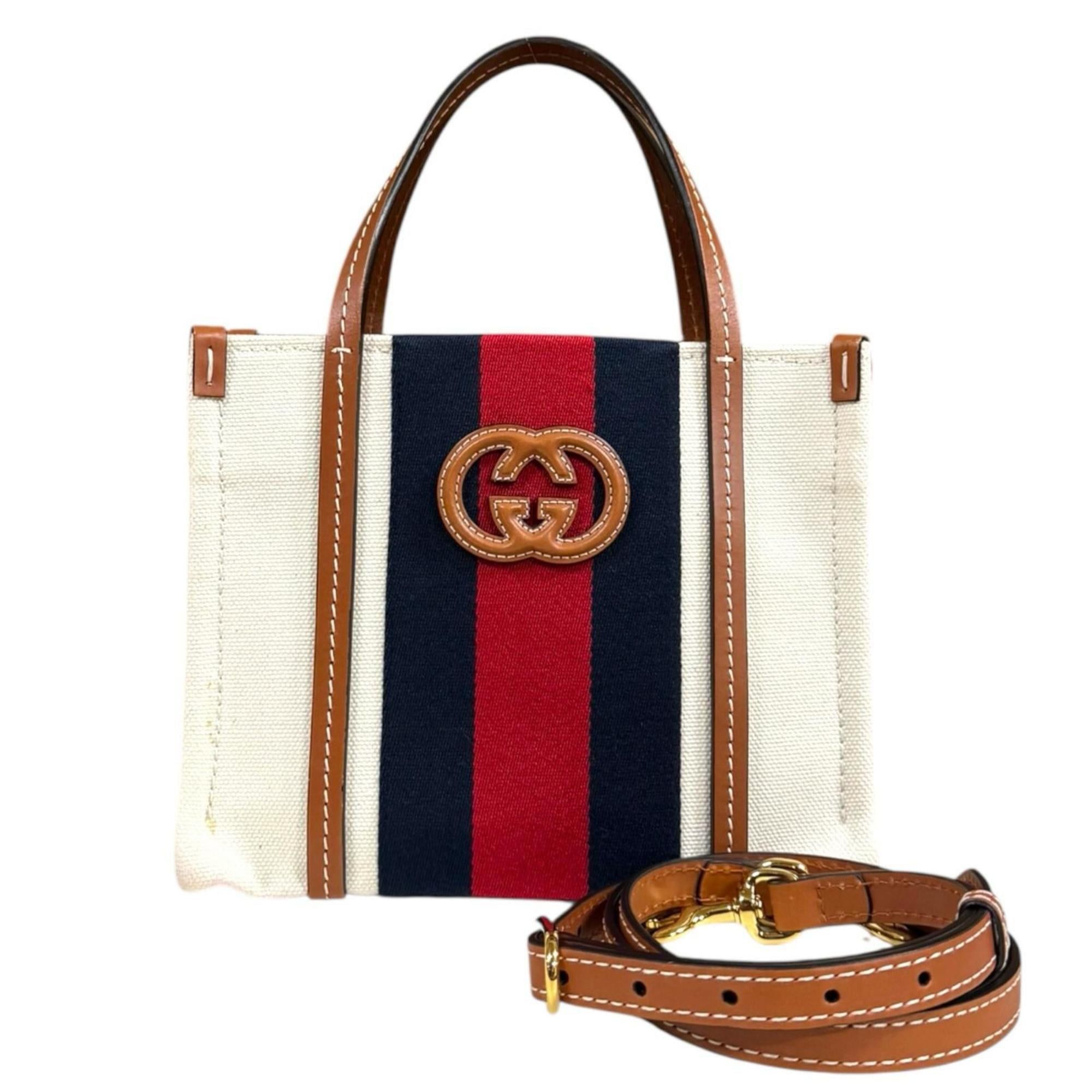 Gucci Pre-owned Gucci Interlocking G Mini Tote Bag Shoulder Canvas 727735 White Women's GUCCI Size ONE SIZE - 1 Thumbnail