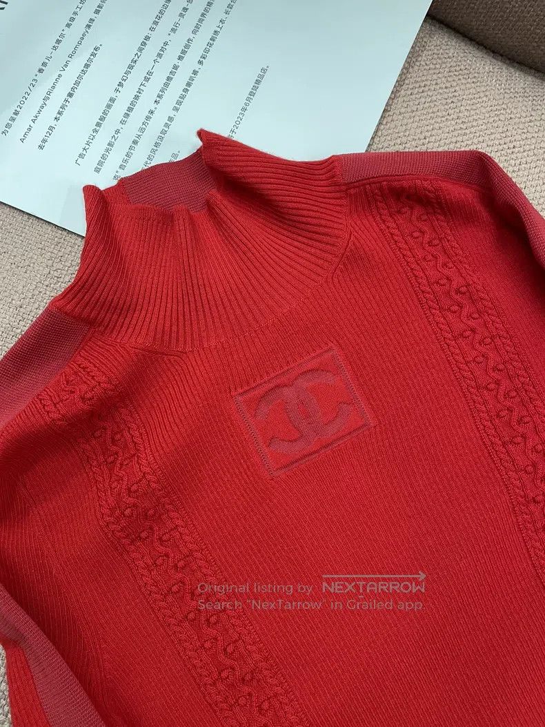 Chanel Chanel Ski Series Red Wool Double C Knitwear Long Sleeve Size XXS / US 00 / IT 34 - 2 Thumbnail
