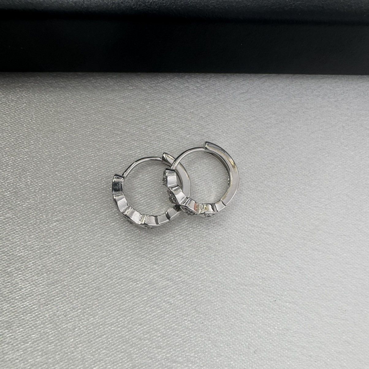 Designer 13mm CZ Love Heart Silver Hoop Earrings for Women Size ONE SIZE - 4 Thumbnail