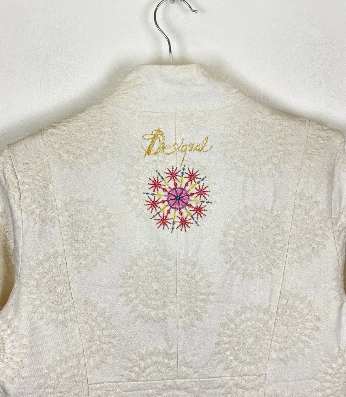 Desigual Desigual Pakaian Jadi Wanita Coat Jacket White Embroidered Size L / US 10 / IT 46 - 14 Thumbnail