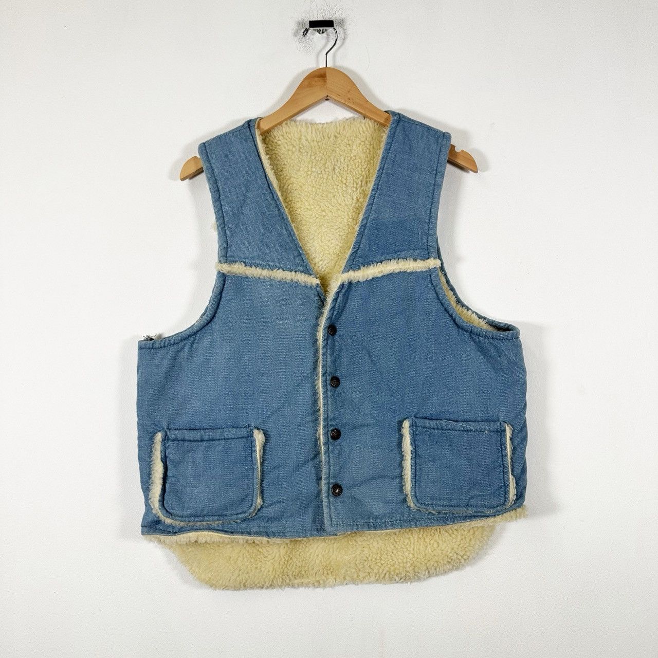 Vintage Vintage 90s Denim Sherpa Lined Button Up Vest Size US M / EU 48-50 / 2 - 1 Thumbnail