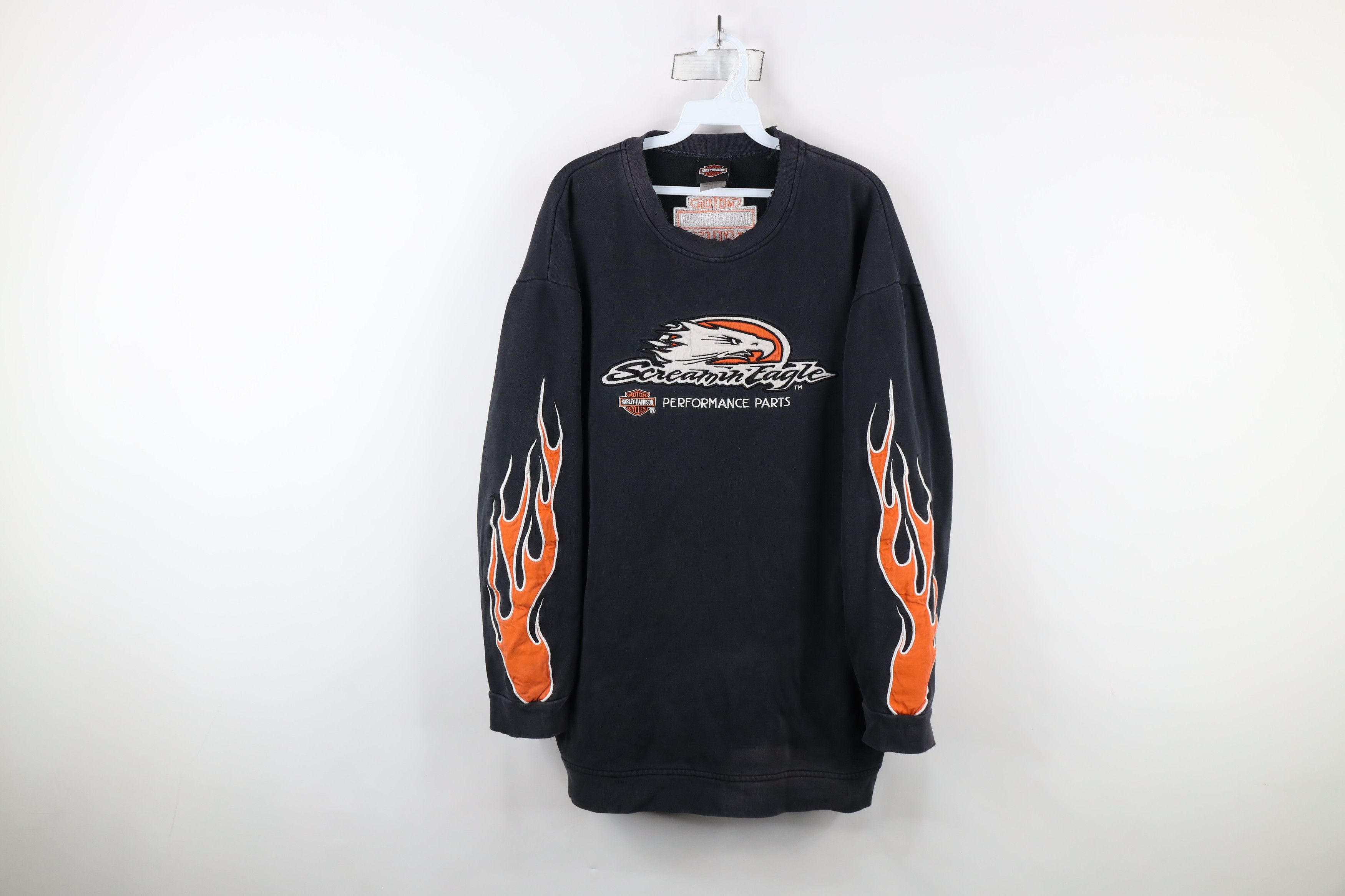Harley Davidson × Vintage Vintage 90s Y2K Harley Davidson Fire Flames Eagle Sweatshirt Size US XL / EU 56 / 4 - 1 Thumbnail