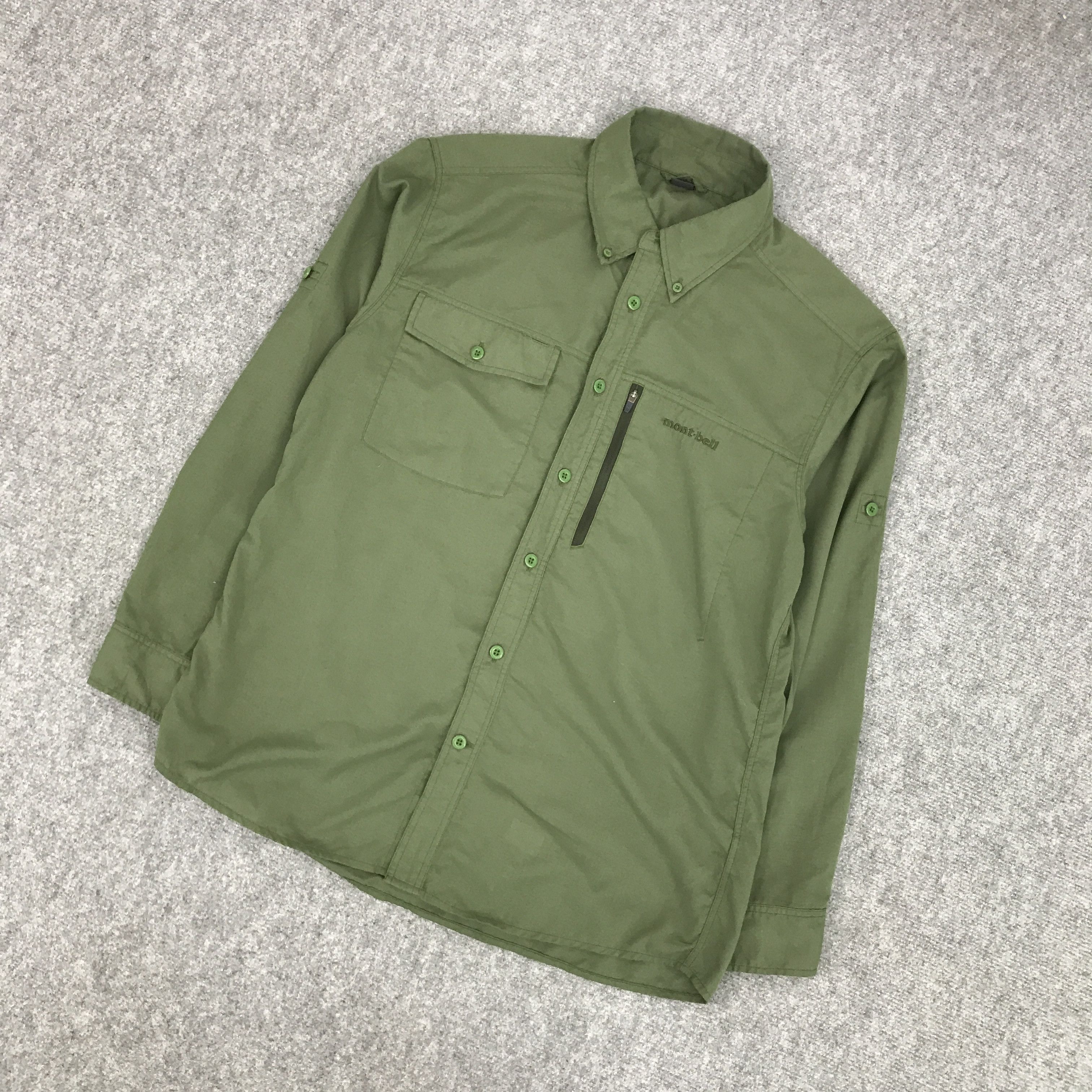 Japanese Brand × Montbell MONT-BELL OUTDOOR GREEN BRAND BUTTON UP TSHIRTS Size US L / EU 52-54 / 3 - 5 Thumbnail