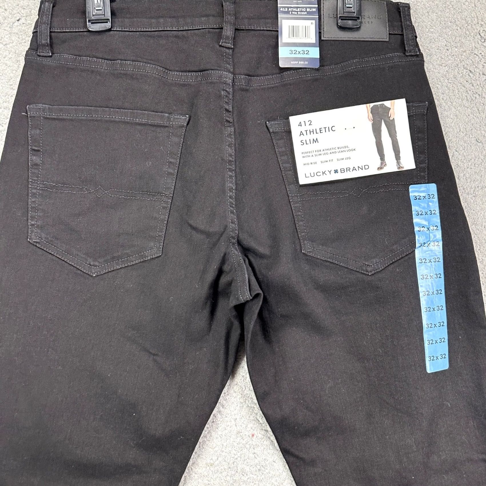 Lucky Brand Lucky Brand 412 Mens Slim Jeans 32X32 Black Denim 2 Way Stretch NEW Size US 32 / EU 48 - 5 Thumbnail