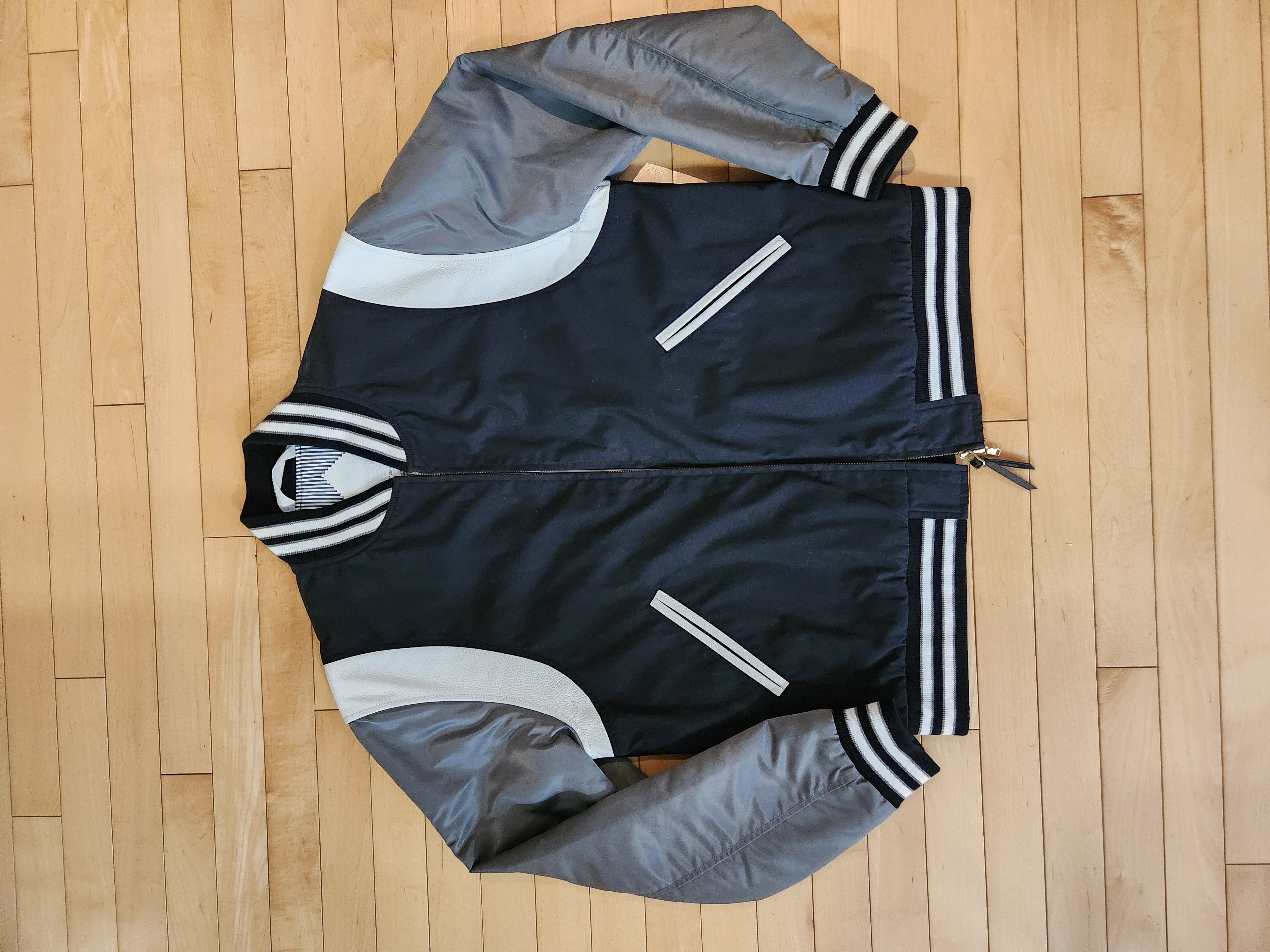 Nanamica JAPAN 65/35 Varsity Jacket Black Grey White Leather