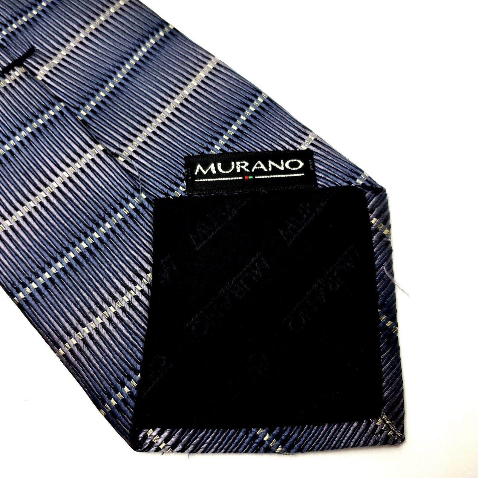 Murano Murano Silk Tie Woven Blue Beige Wide Size ONE SIZE - 3 Thumbnail