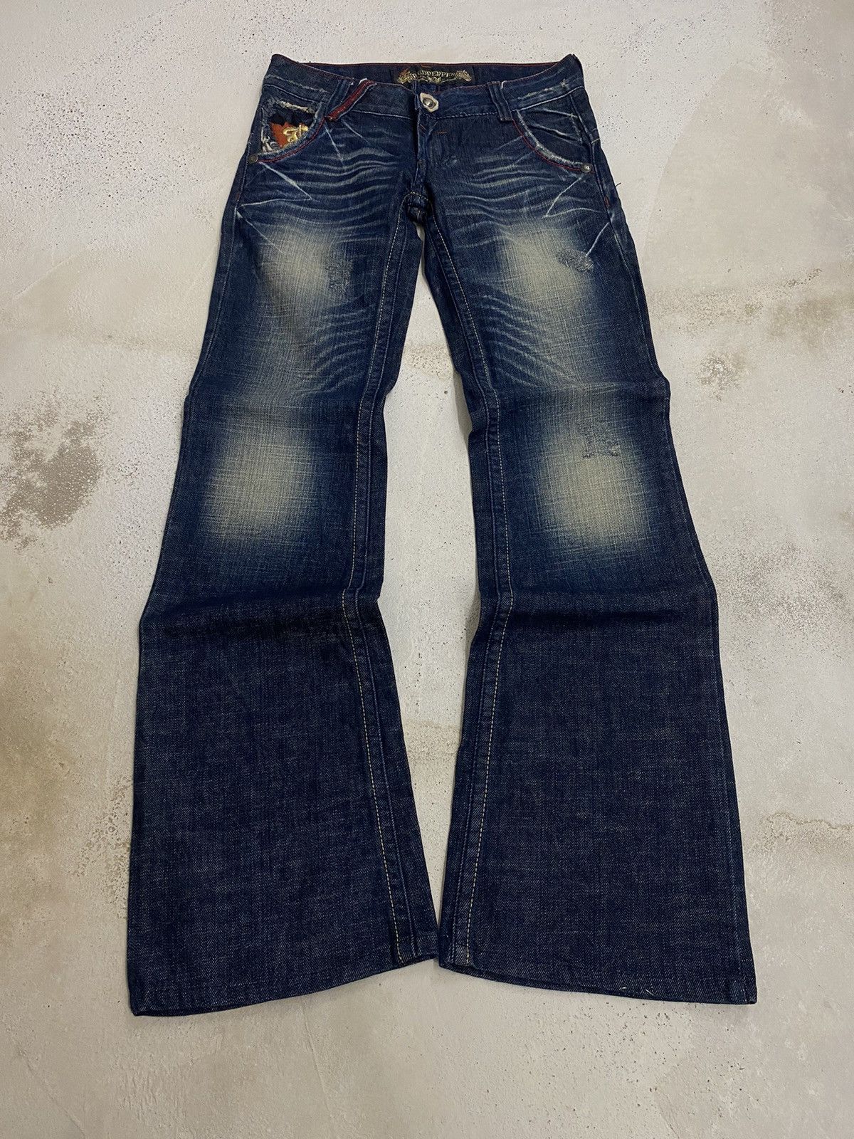Hysteric Glamour × If Six Was Nine × Japanese Brand Flare Red Pepper Japan Jean Patches Distressed Embroidery Size US 30 / EU 46 - 2 Thumbnail