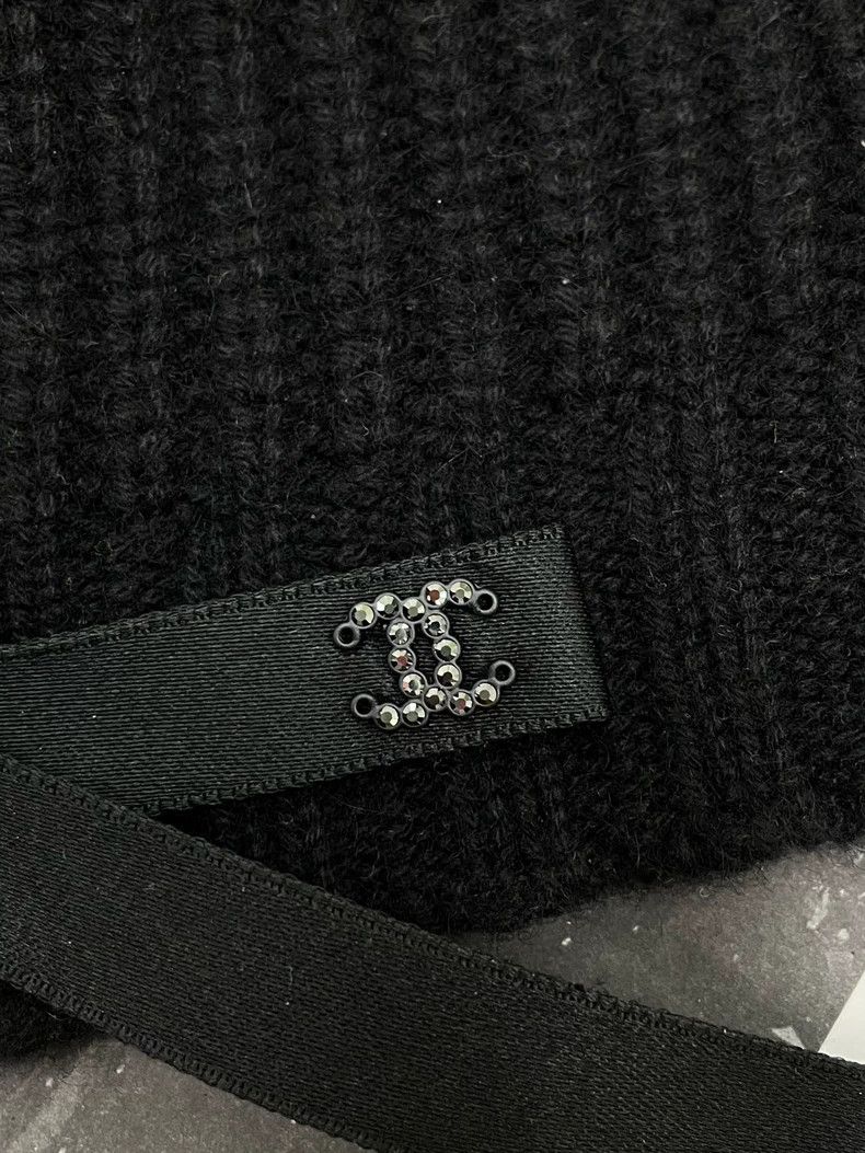 Chanel Chanel 24B popular black bow cashmere knitted cold hat Size ONE SIZE - 3 Thumbnail