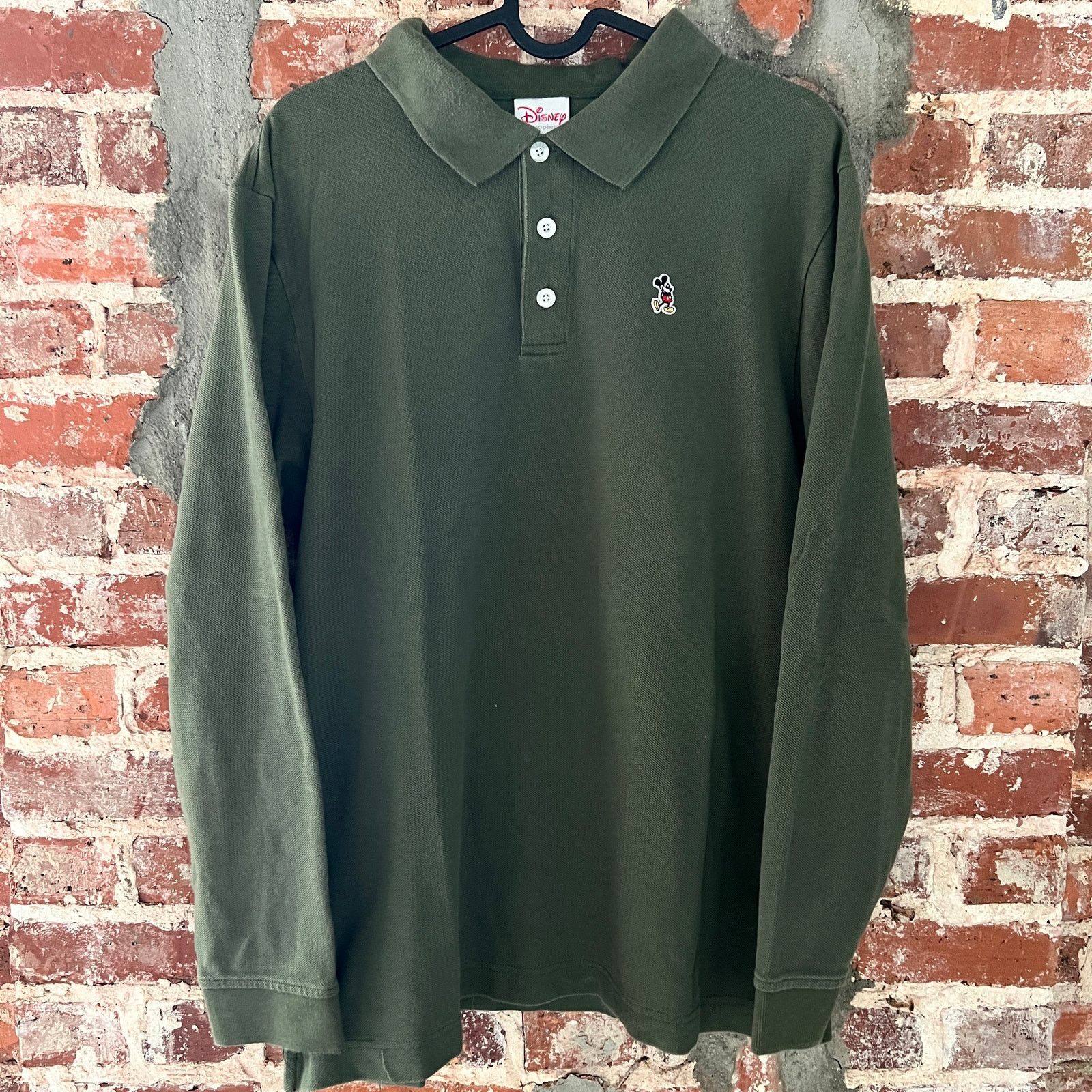 Disney Disney Mickey Mouse Mens Green LS Polo Shirt M 21x27 Size US M / EU 48-50 / 2 - 2 Thumbnail
