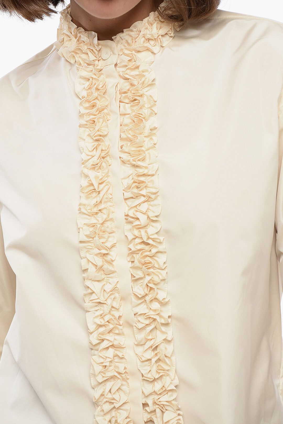 Jil Sander og1mm1225 Mandarin Collar Nylon Shirt in White Size M / US 6-8 / IT 42-44 - 4 Thumbnail