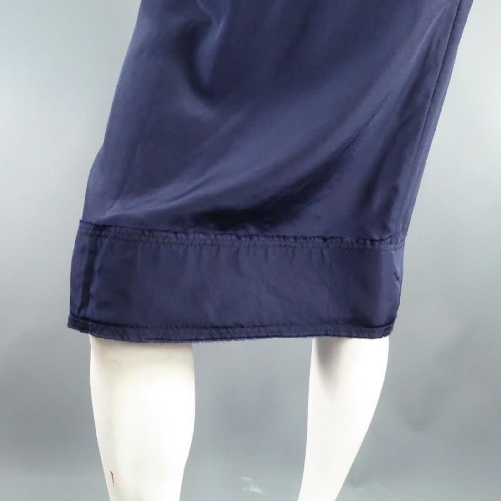 Lanvin SS/S 2008 Size US 6 Navy Silk Ribbon Waist Raw Hemmed Skirt Size 28" / US 6 / IT 42 - 3 Thumbnail