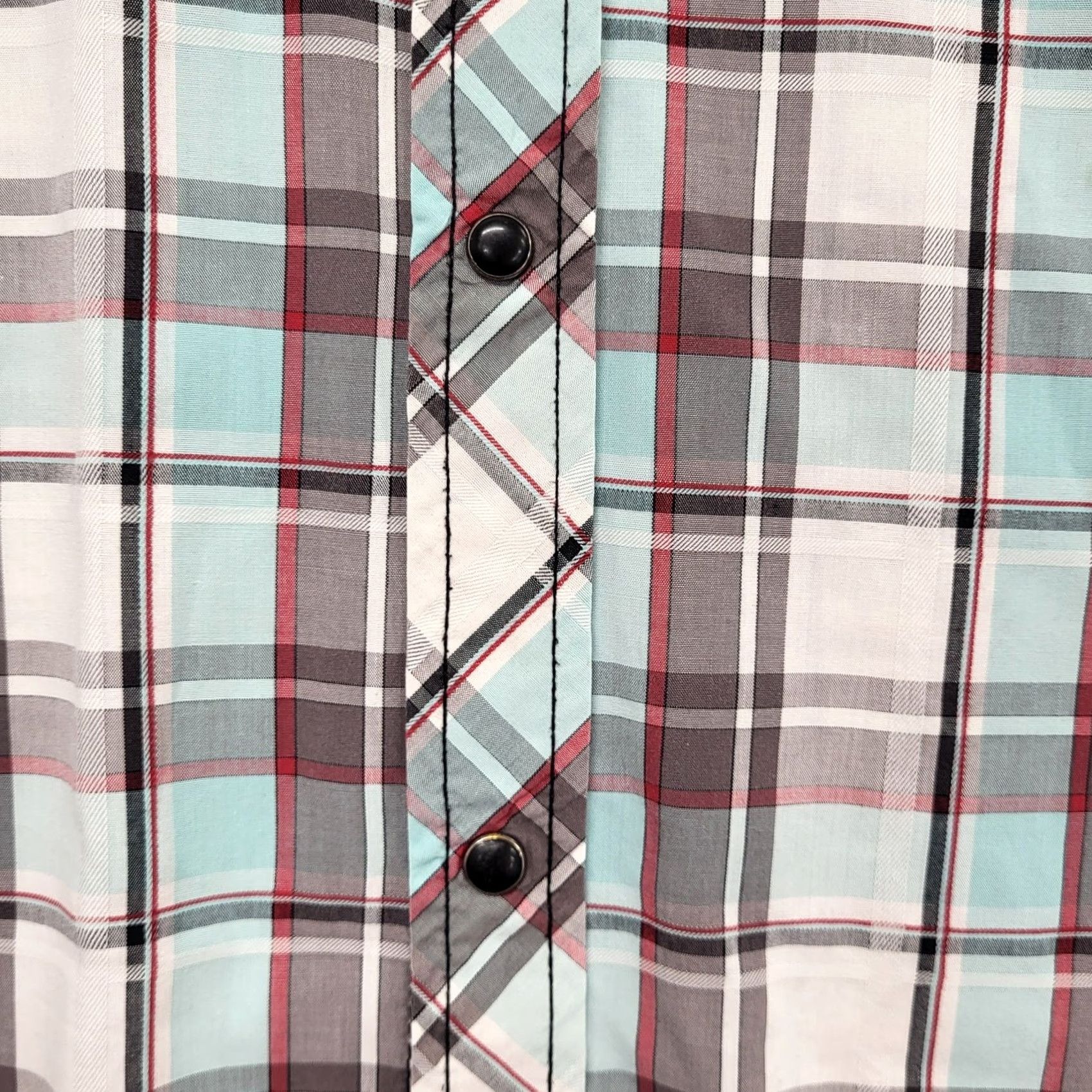 Vintage VINTAGE Havelock Shirt Men’s 2XL Short Sleeve Black Snap Plaid Gray Red Blue Buckle Size US XXL / EU 58 / 5 - 4 Thumbnail