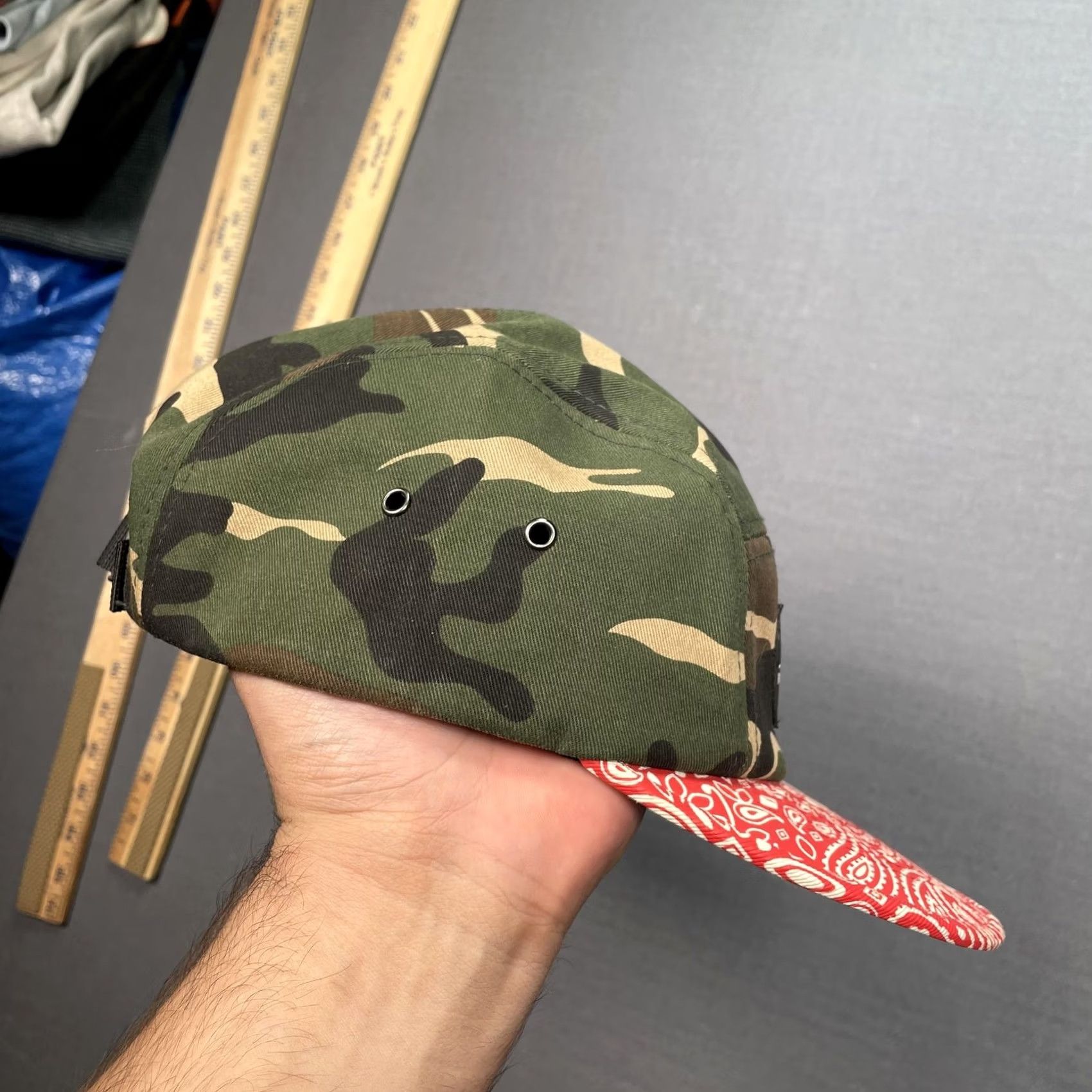 DGK DGK Hat 5 Panel Cap Strap Back Camo Twill Mens One Size Camouflage Brim Paisley Red Bandana Skate Cap Casual Summer Mens Size ONE SIZE - 5 Thumbnail