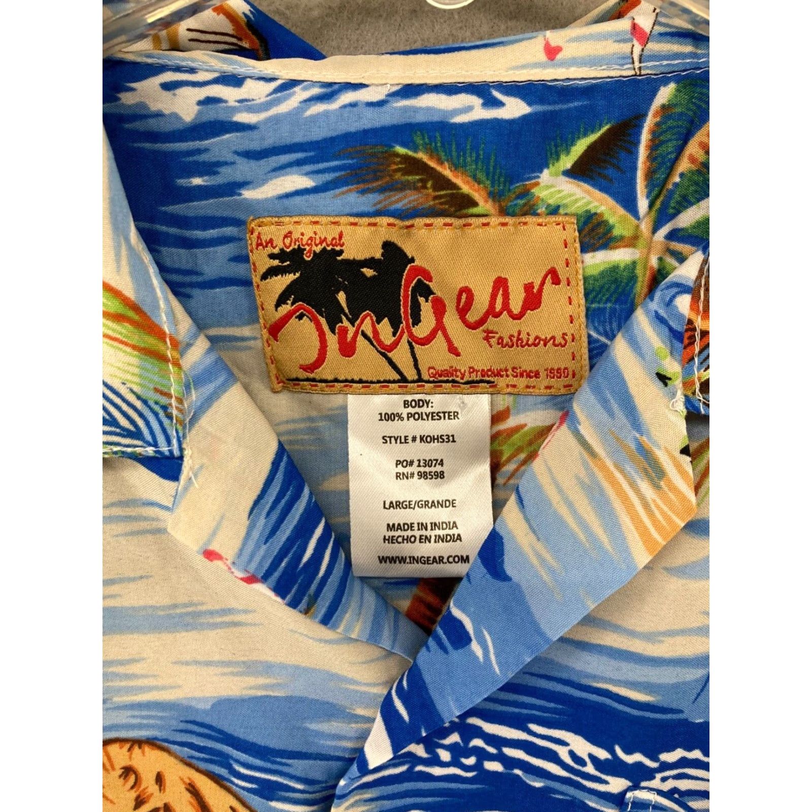Vintage On Gear Mens Hawaiian Shirt Large Island Camp Button Up Size US L / EU 52-54 / 3 - 5 Thumbnail
