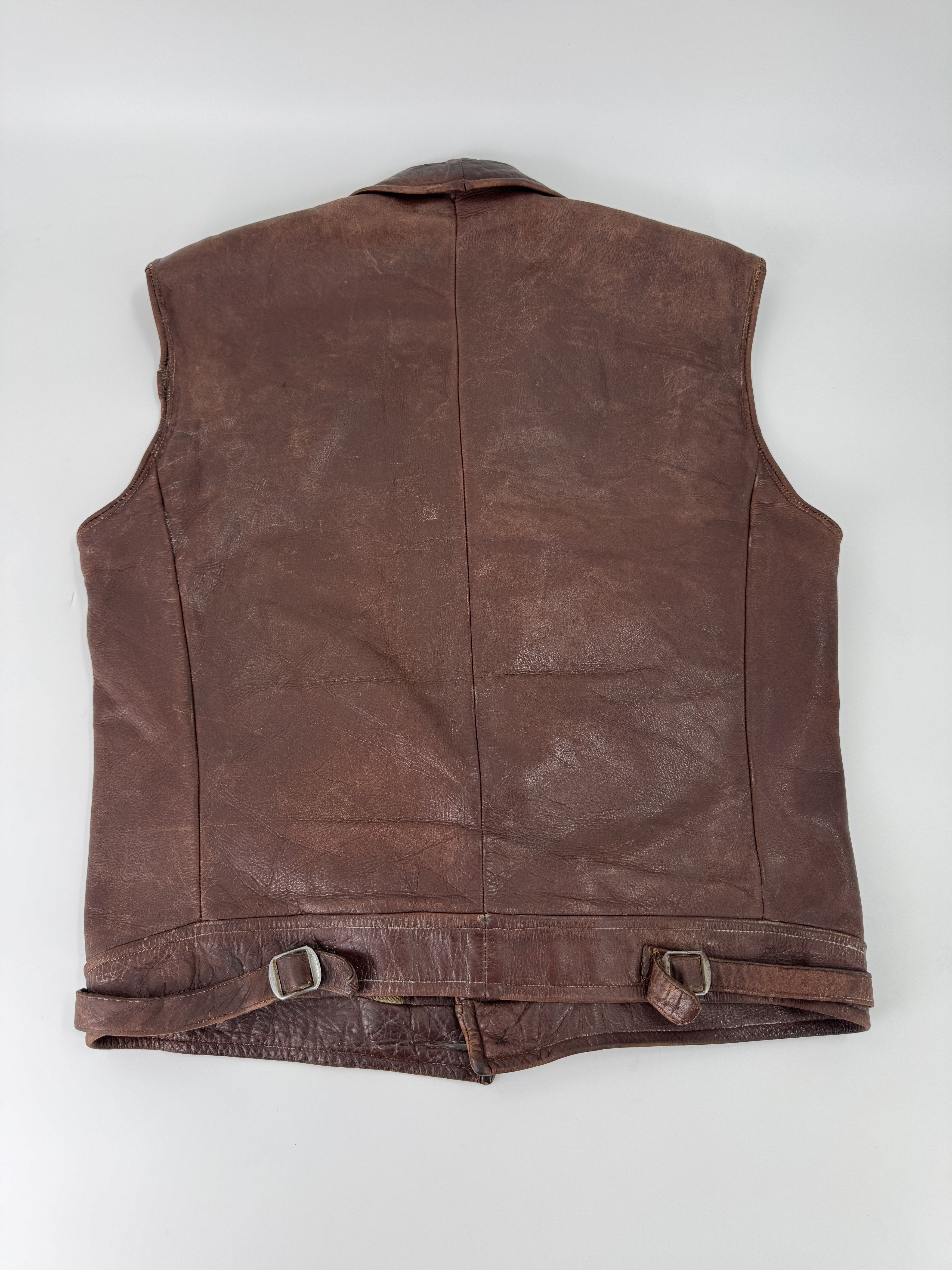 Vintage 1940s Vintage Brown Leather Horsehide Vest Albackens 40s Size US M / EU 48-50 / 2 - 4 Thumbnail