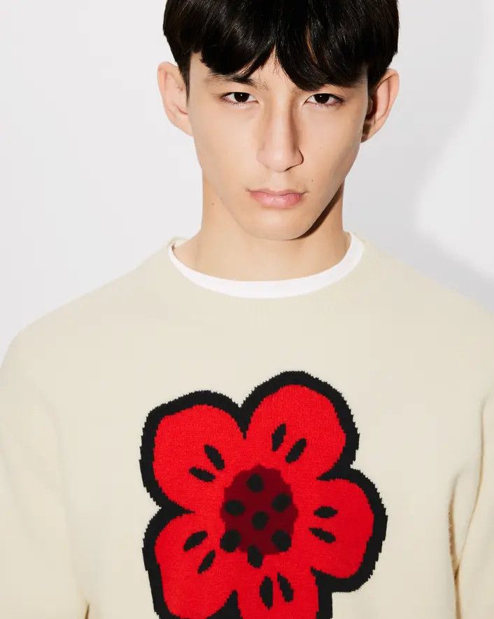 Kenzo o1s22i1n0125 Boke Flower Wool Sweater in Off White Size US S / EU 44-46 / 1 - 7 Thumbnail