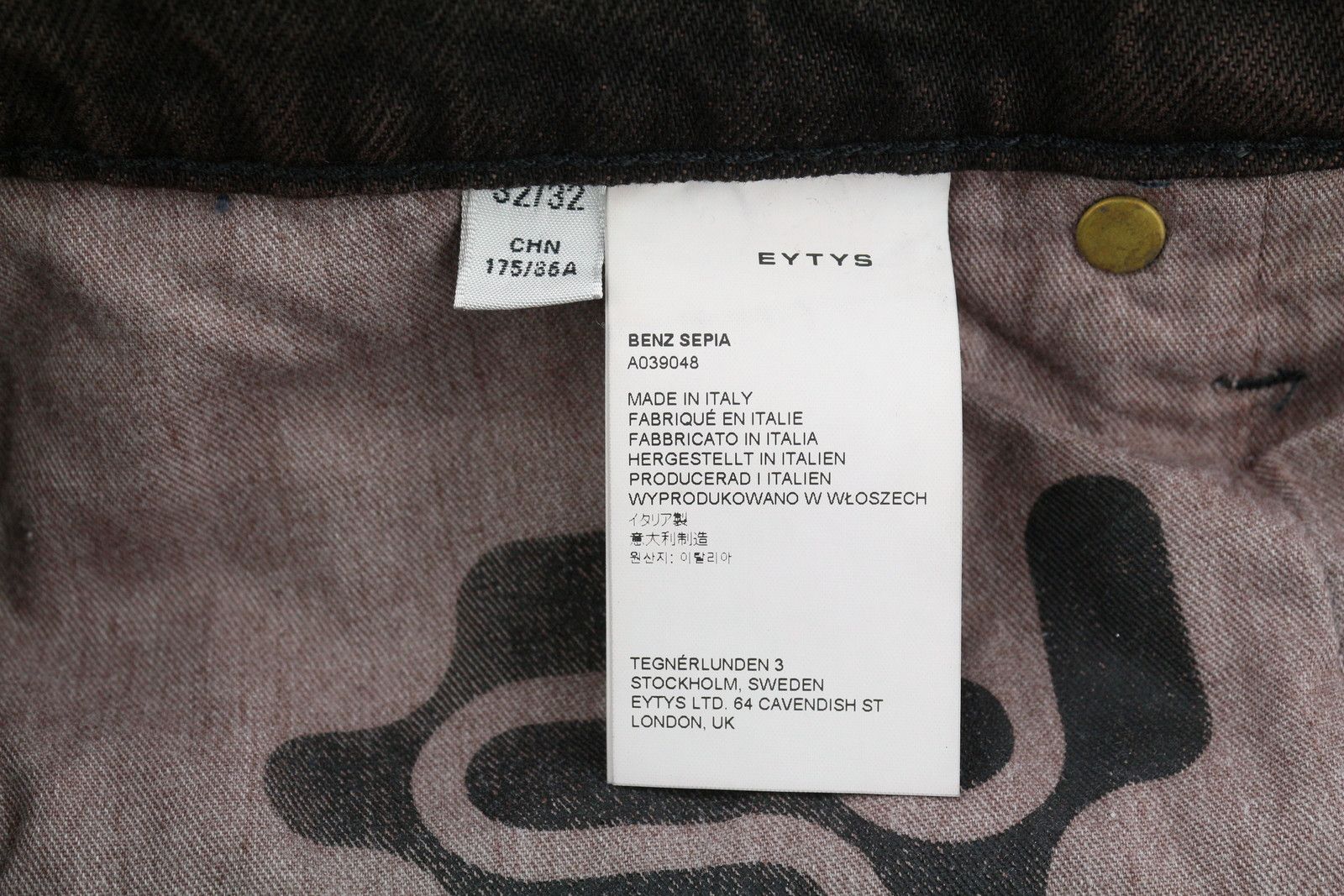 Eytys BENZ SEPIA BAGGY FIT W32/L32 Brown Faded RRP370 88881 Size US 32 / EU 48 - 11 Thumbnail