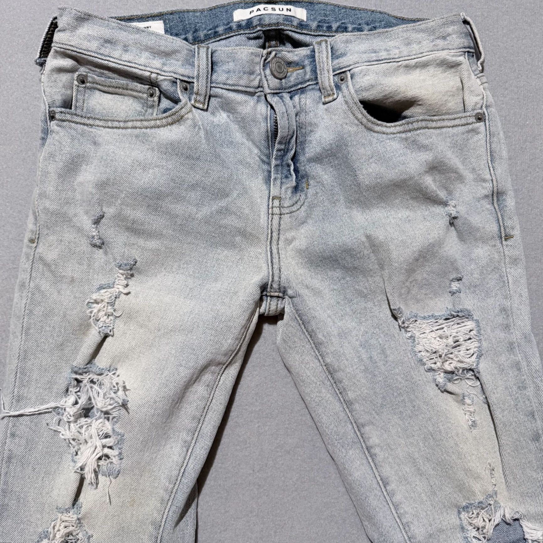 Pacsun PacSun Jeans Women's Light Wash Denim Low Rise Distressed Skinny Fit- 29x30 Size 29" - 3 Thumbnail