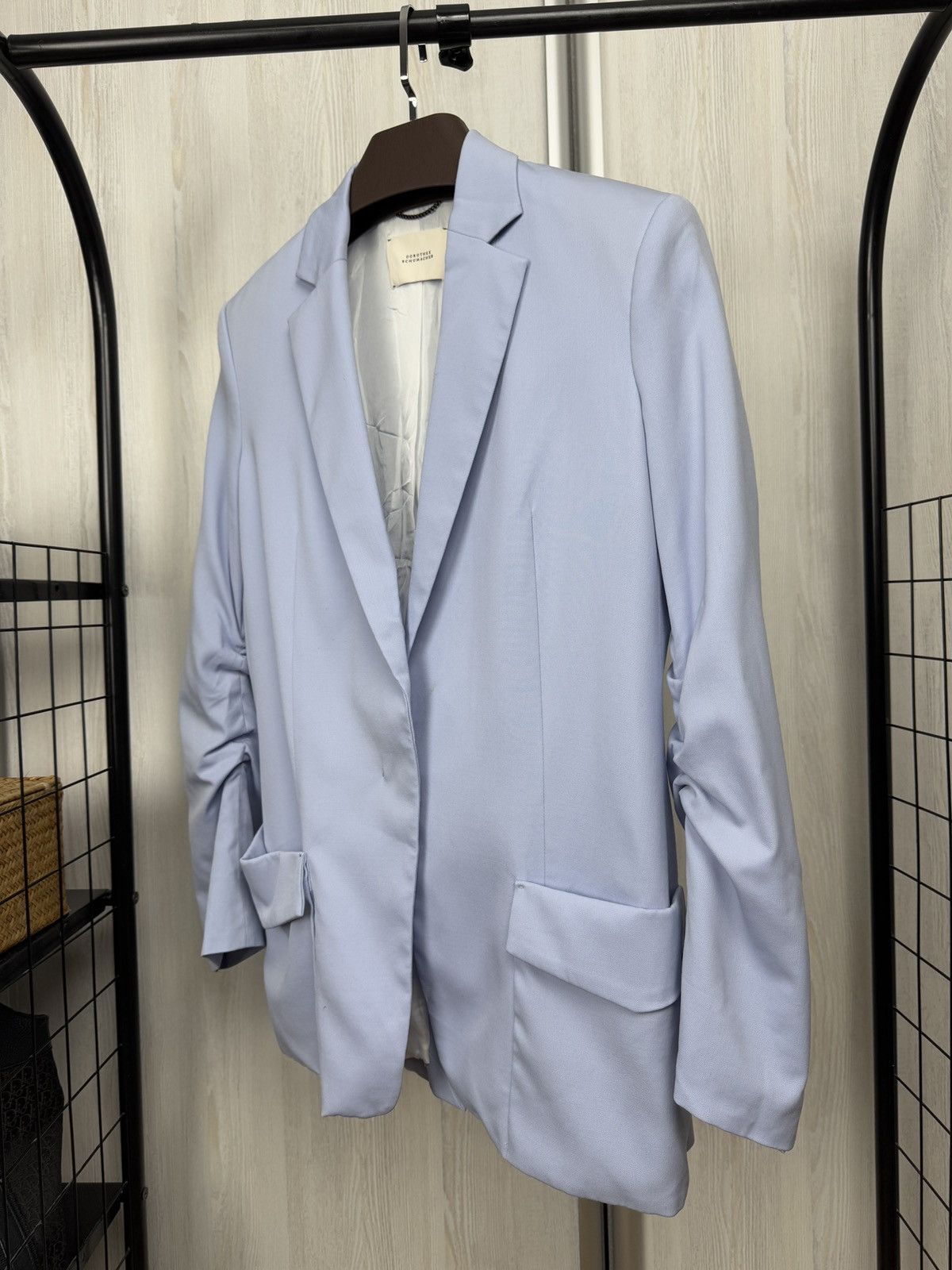 DOROTHEE SCHUMACHER Dorothee Schumacher Blue Stretch-Wool Hidden-Button Blazer Size XS / US 0-2 / IT 36-38 - 4 Thumbnail