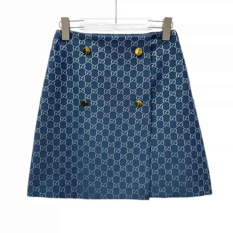 Gucci Gucci Blue logo jacquard full-print metal buckle wool short Size 25" / US 0 / IT 36 - 1 Thumbnail