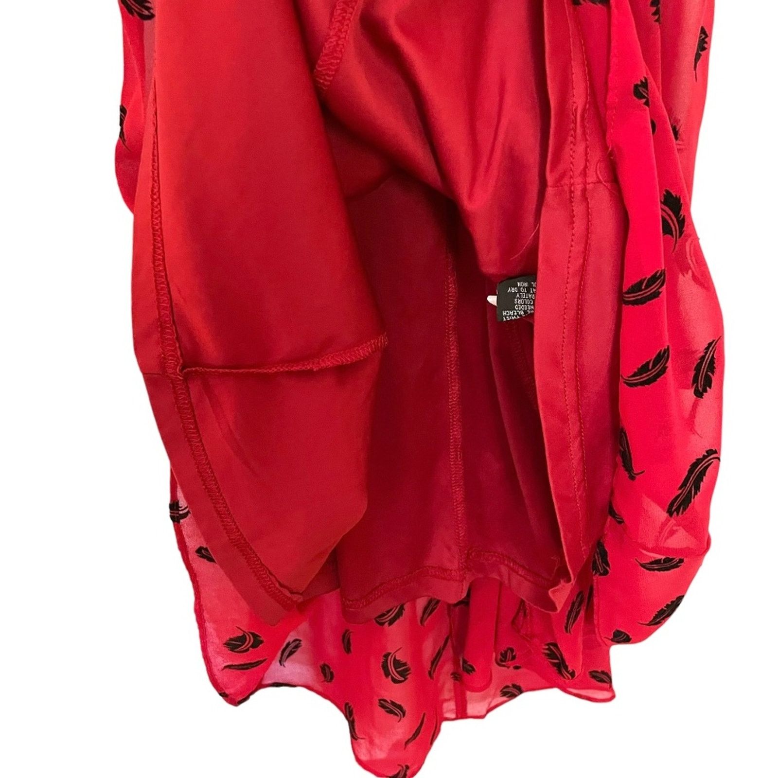 Tripp NYC Royal Bones Red & Black Feather High-Low Dress Size S / US 4 / IT 40 - 8 Thumbnail