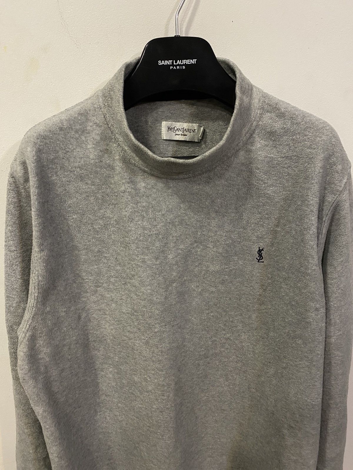Yves Saint Laurent Fleece YSL Sweatshirt Grey Vintage Turtleneck 90s Sweater Size US L / EU 52-54 / 3 - 11 Thumbnail