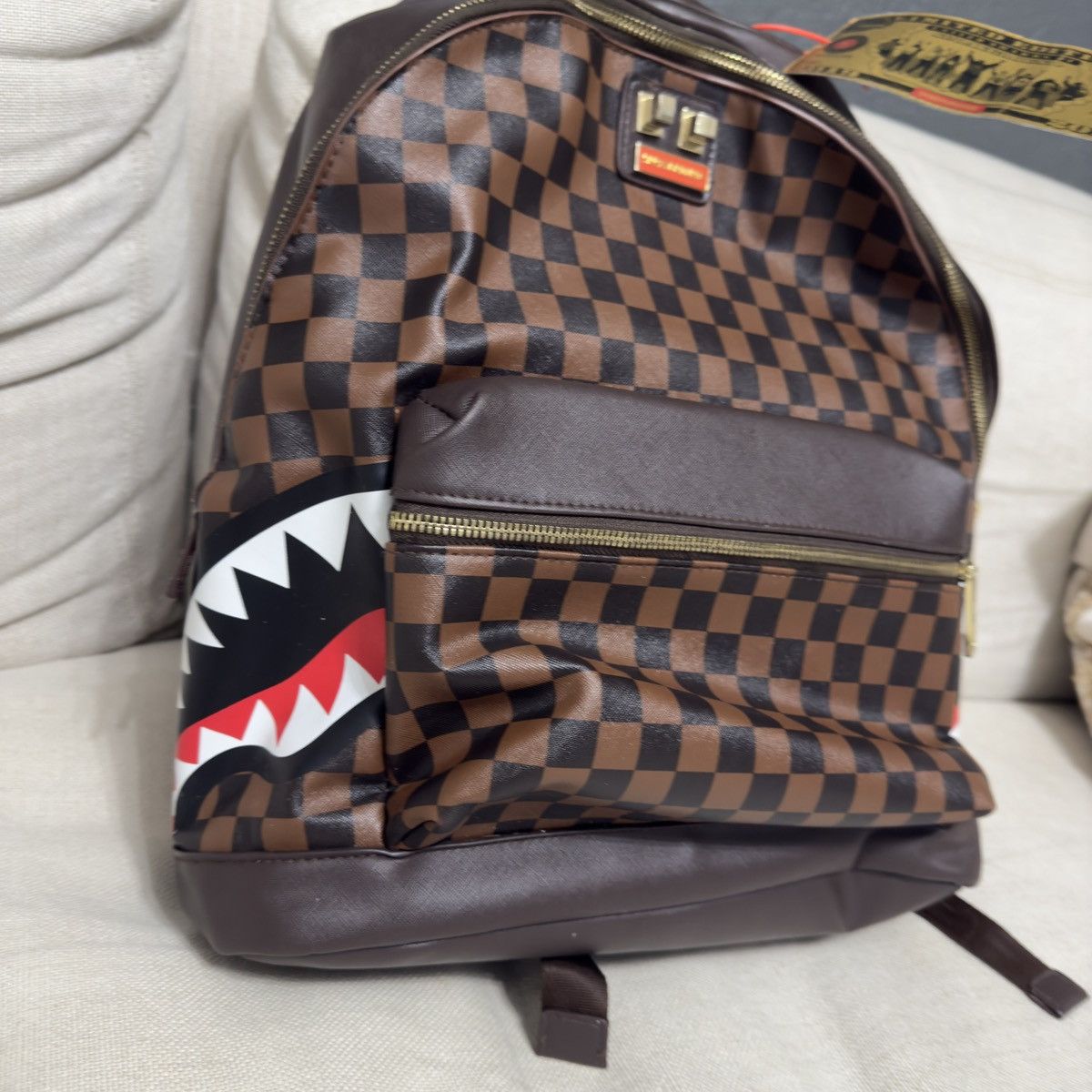 Sprayground Sprayground Side Sharks In Paris Checkered Backpack READ Size ONE SIZE - 3 Thumbnail