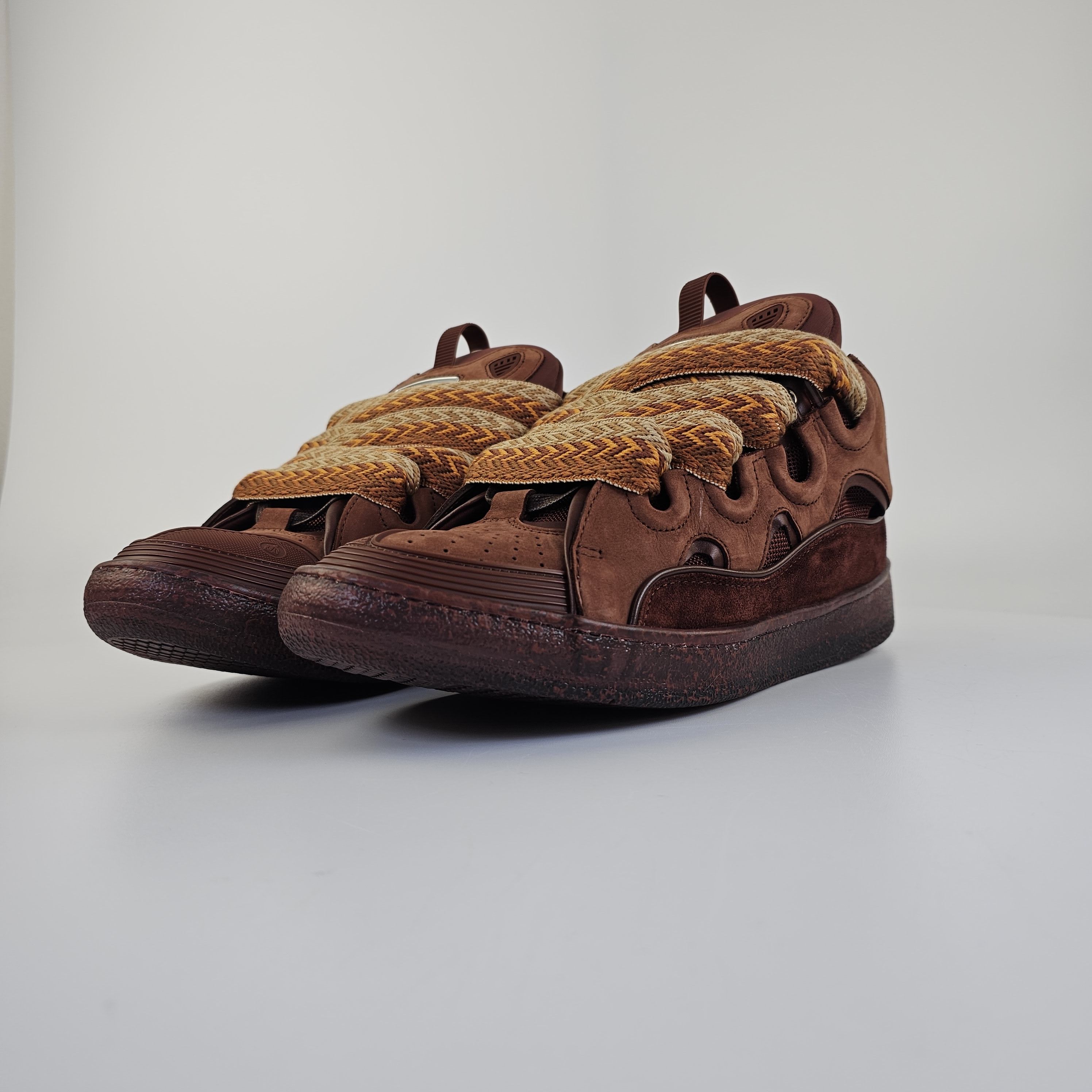 Lanvin Curb Leather Brown Sneakers New FW24