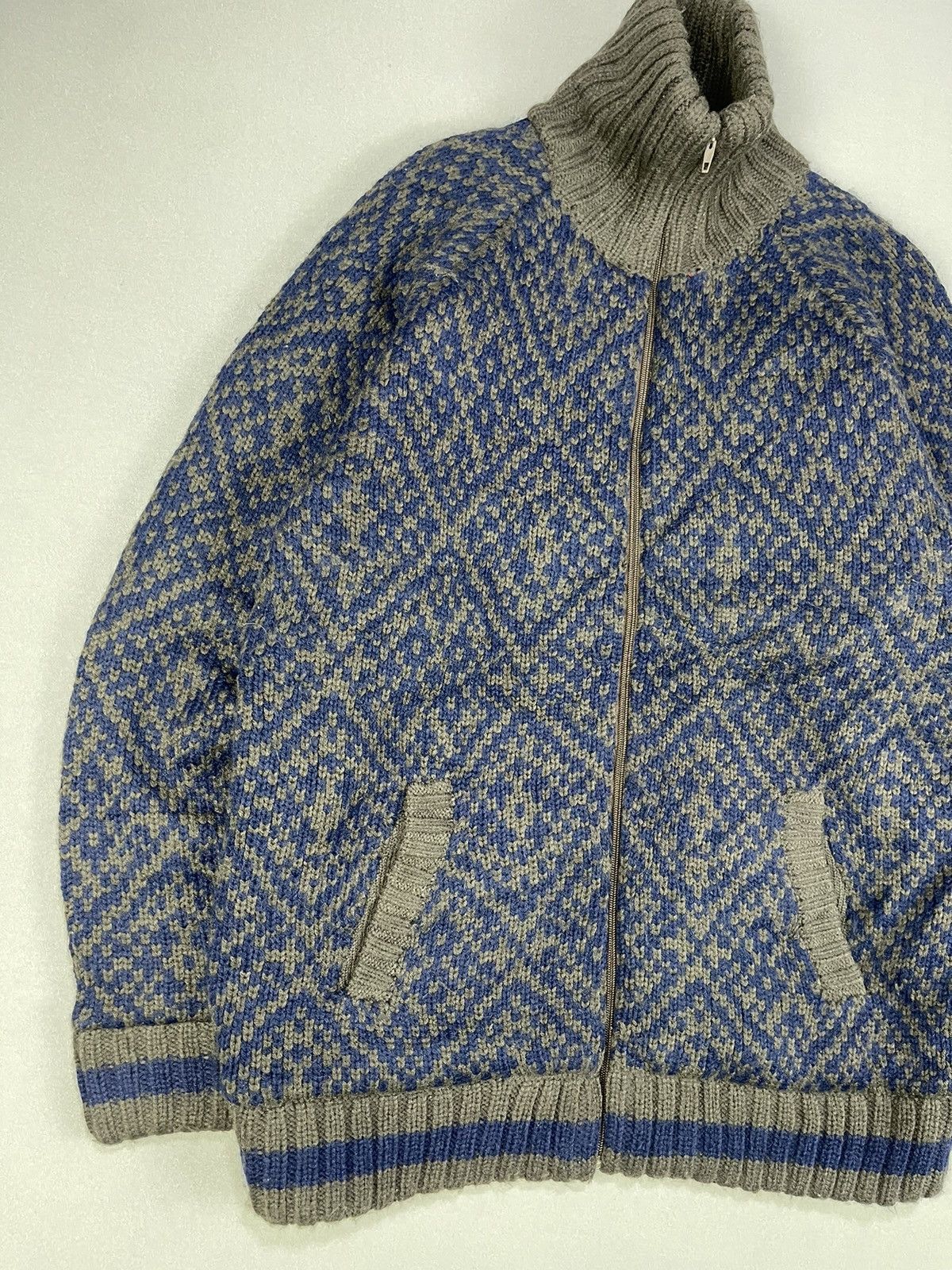 Japanese Brand WILLPIPS KNIT NAVAJO TURTLE NECK ZIPPER JACKET Size US L / EU 52-54 / 3 - 3 Thumbnail
