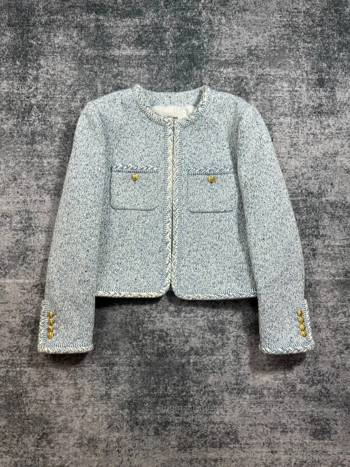 Celine celine light blue tweed jacket. Size L / US 10 / IT 46 - 1 Thumbnail