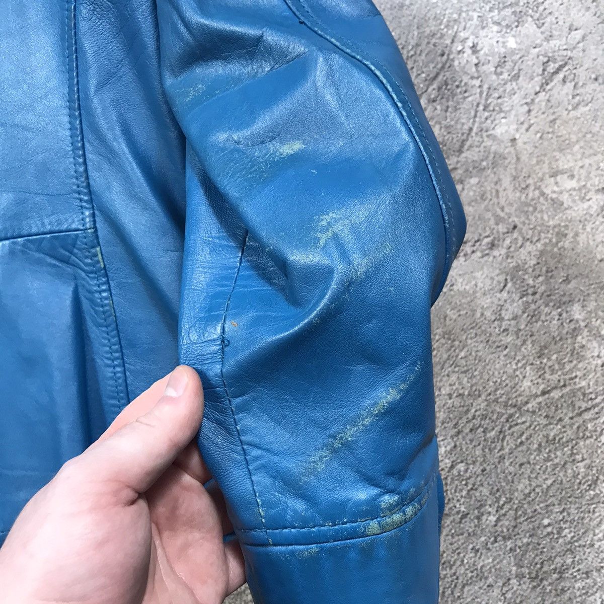 Vintage Vintage Blue Leather Jacket Workwear Streetwear 90s Logo M Size M / US 6-8 / IT 42-44 - 7 Thumbnail